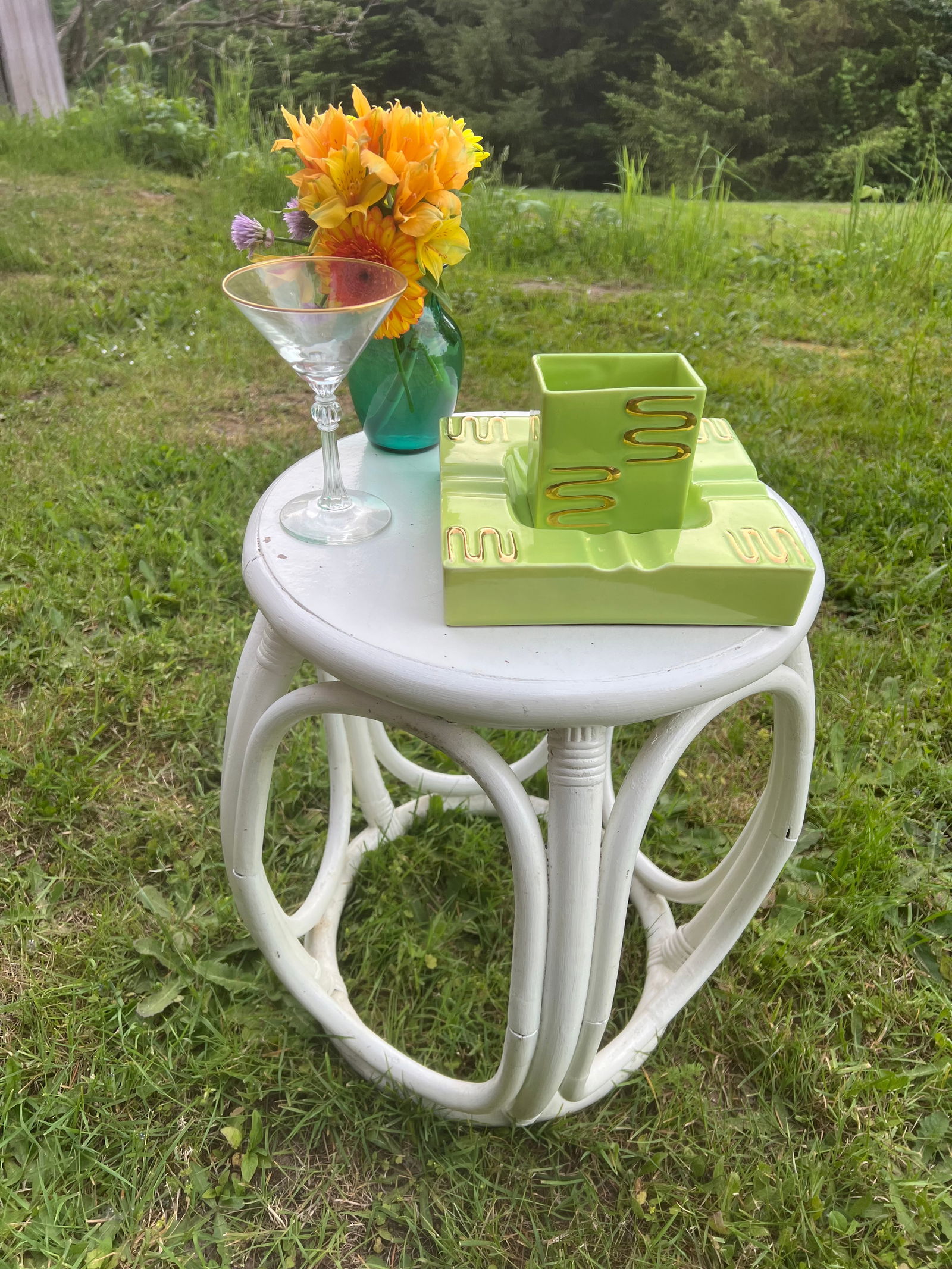 Coastal Chic Rattan Side Table/Stool - 2