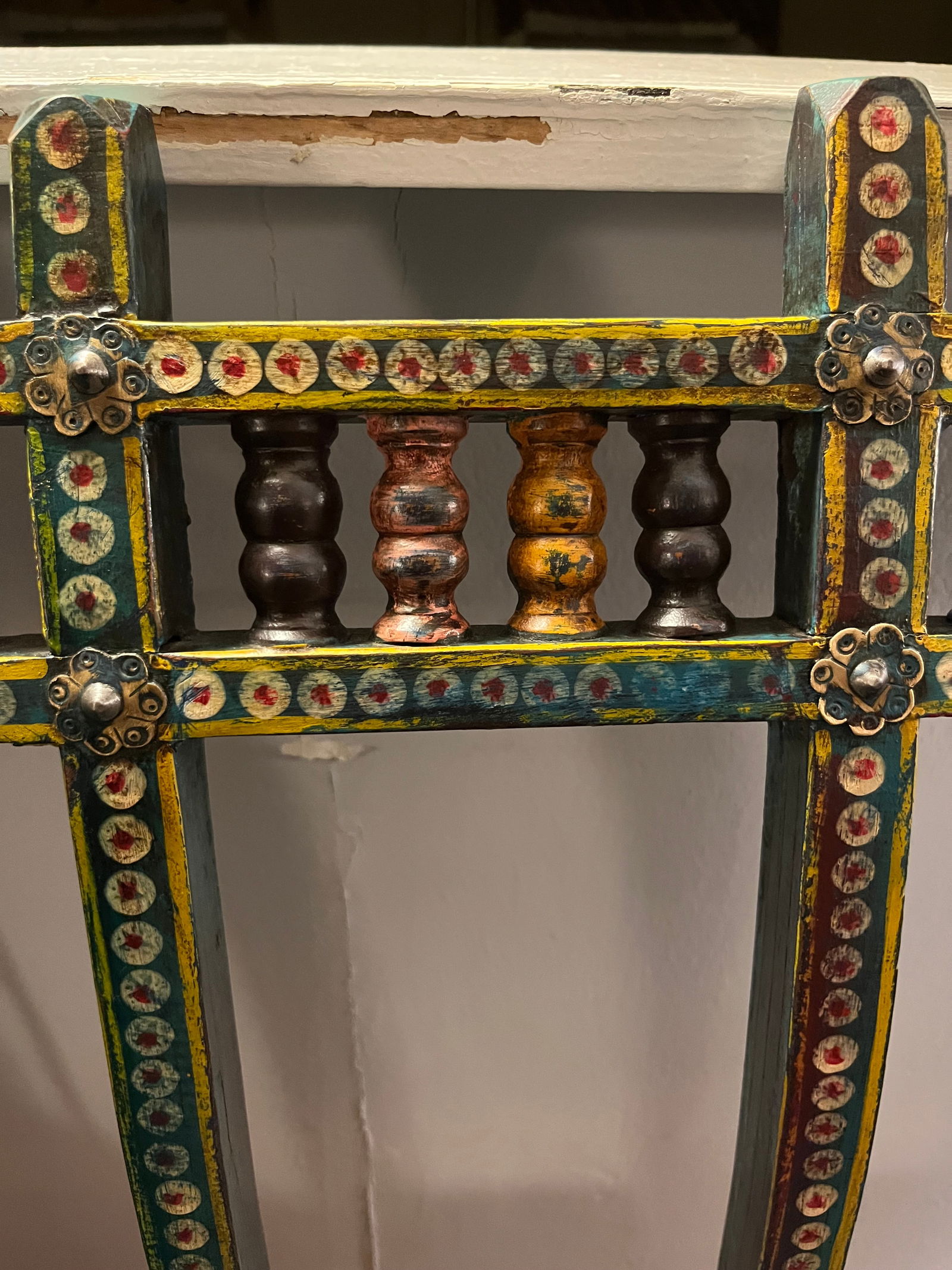 1950s Teal Vintage Indian Bench - 10