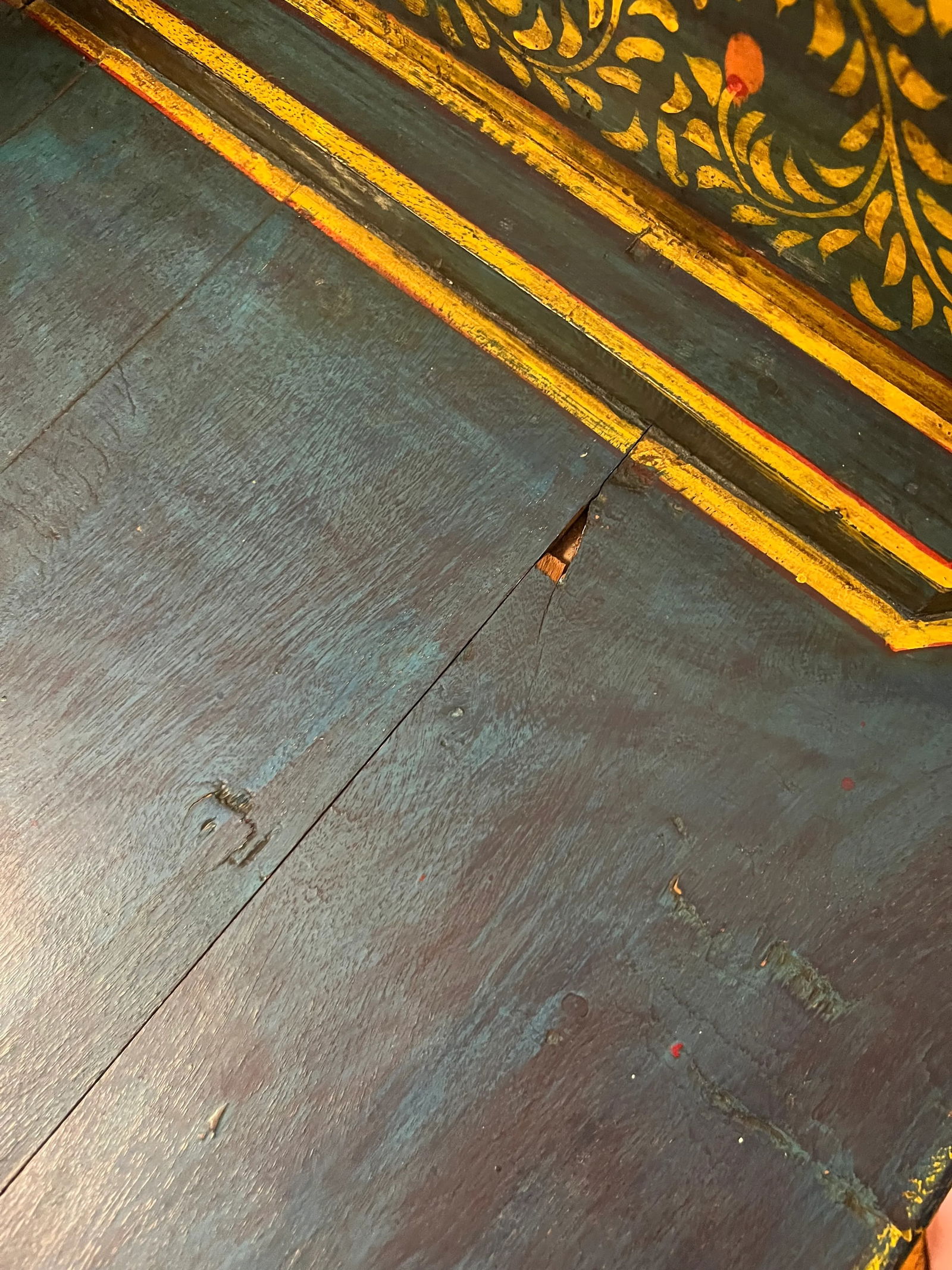 1950s Teal Vintage Indian Bench - 4