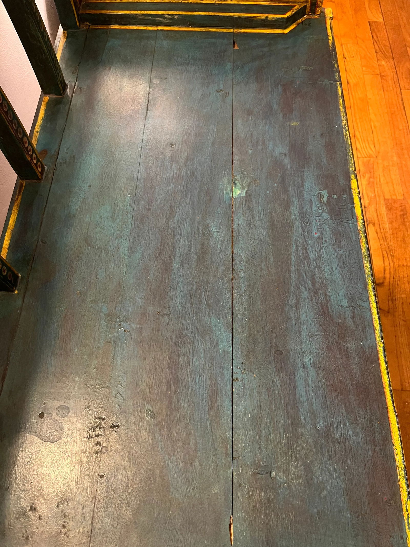 1950s Teal Vintage Indian Bench - 5