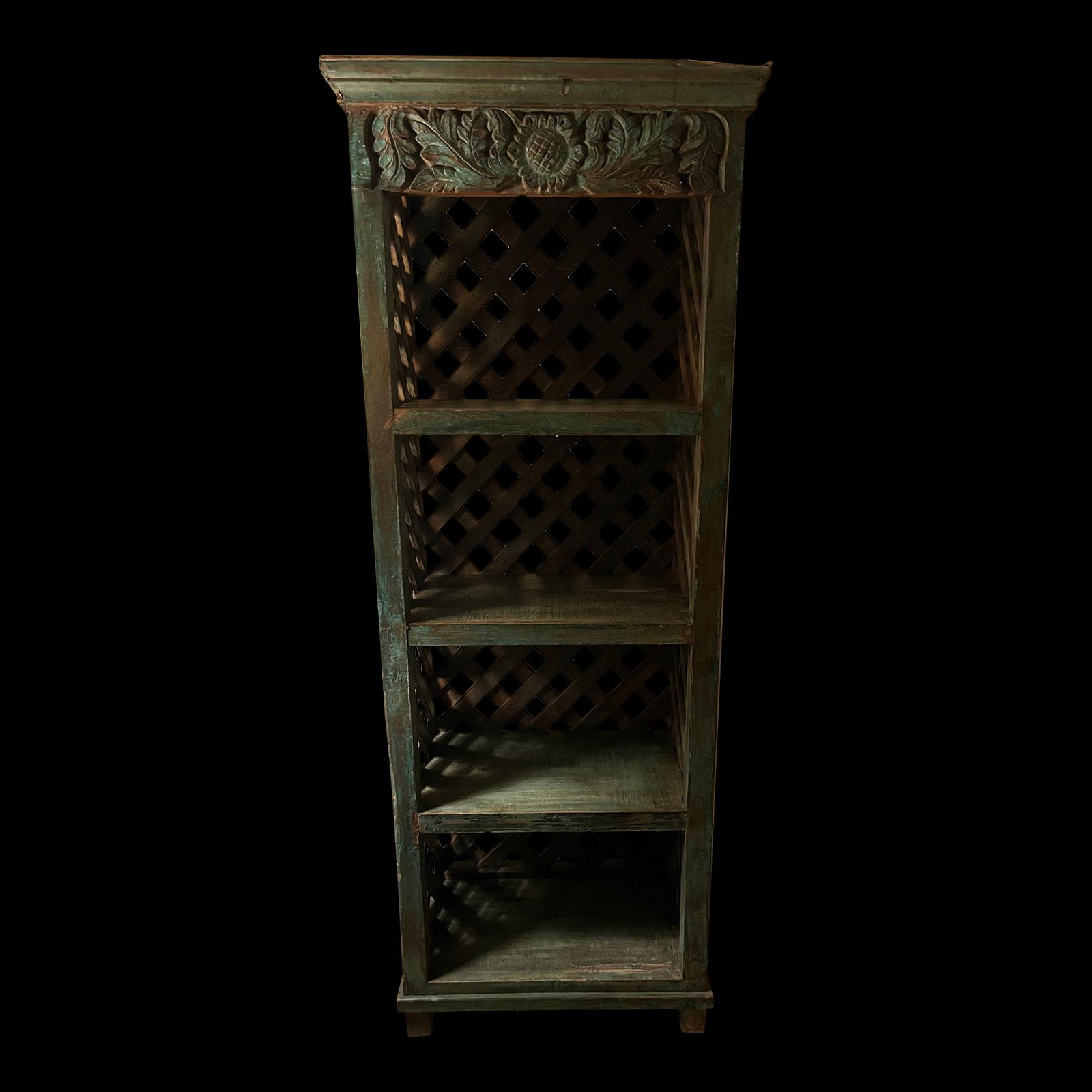 1950s Turquoise Indian Vintage Carved Shelf - 2