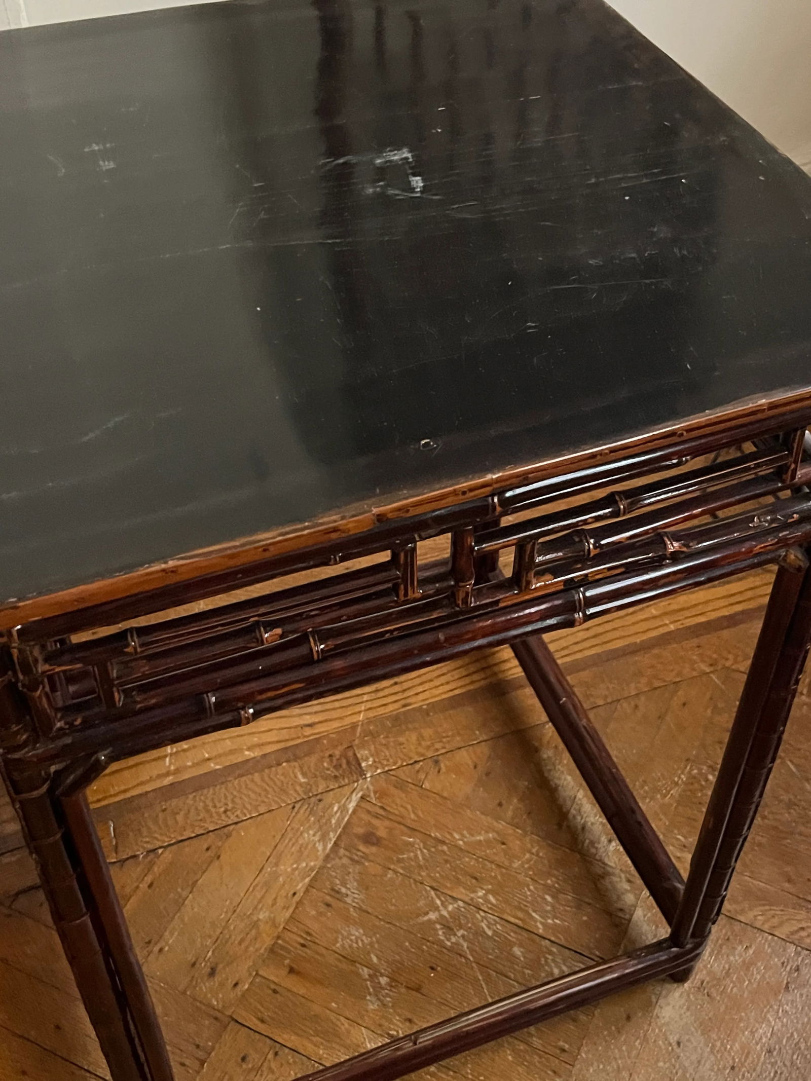 Antique Chinese Square Bamboo Table - 4