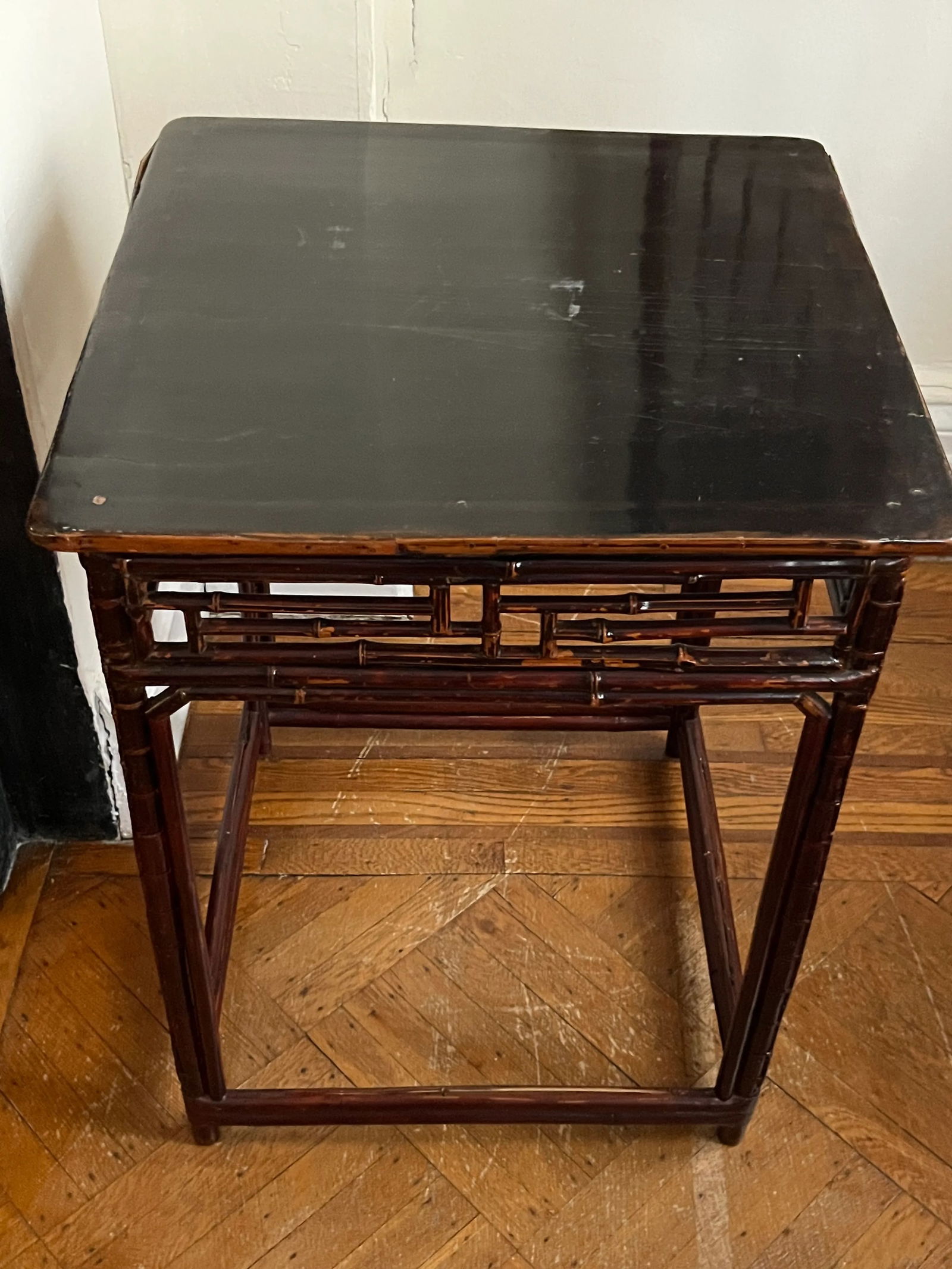Antique Chinese Square Bamboo Table - 5