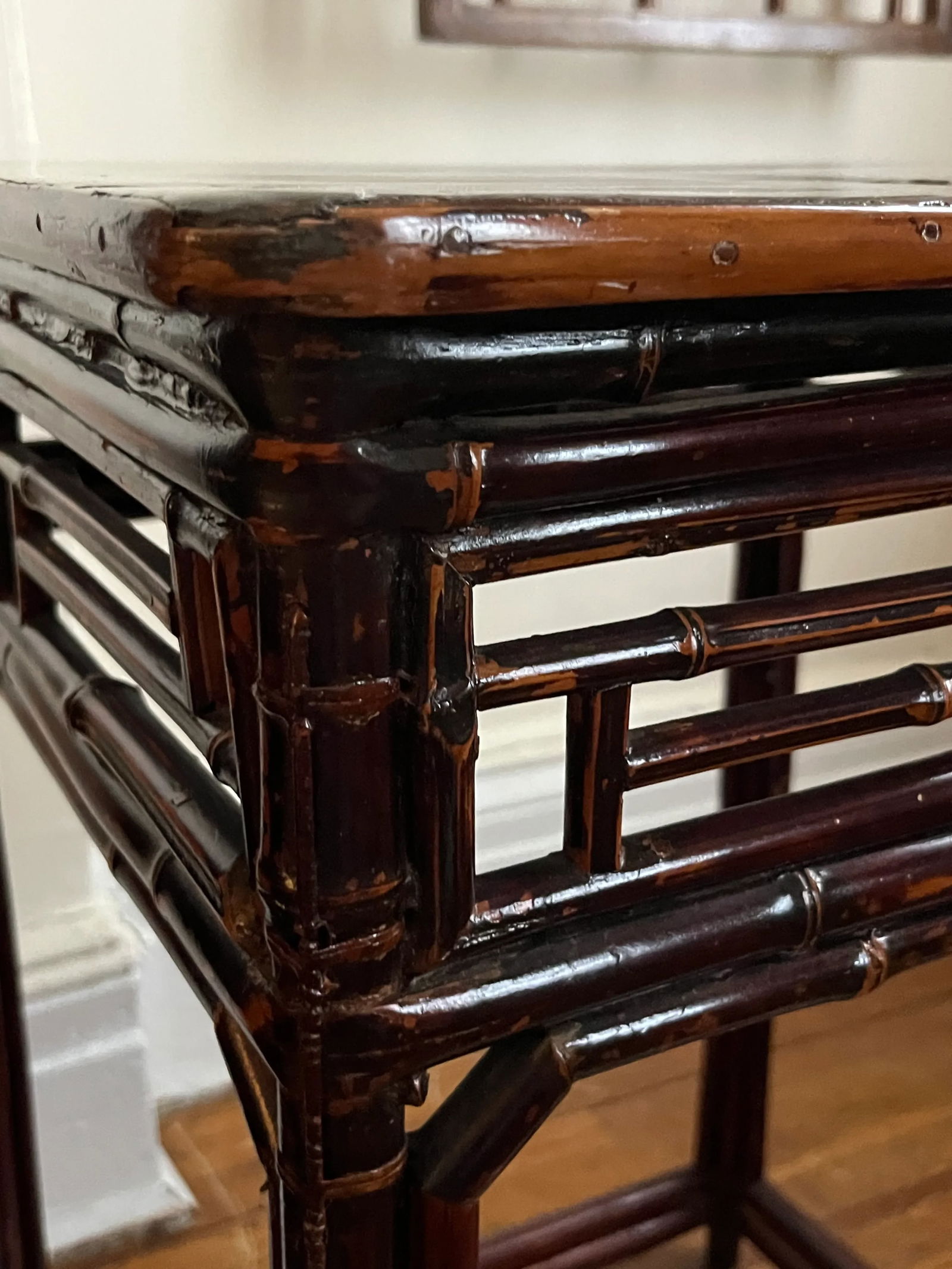 Antique Chinese Square Bamboo Table - 6