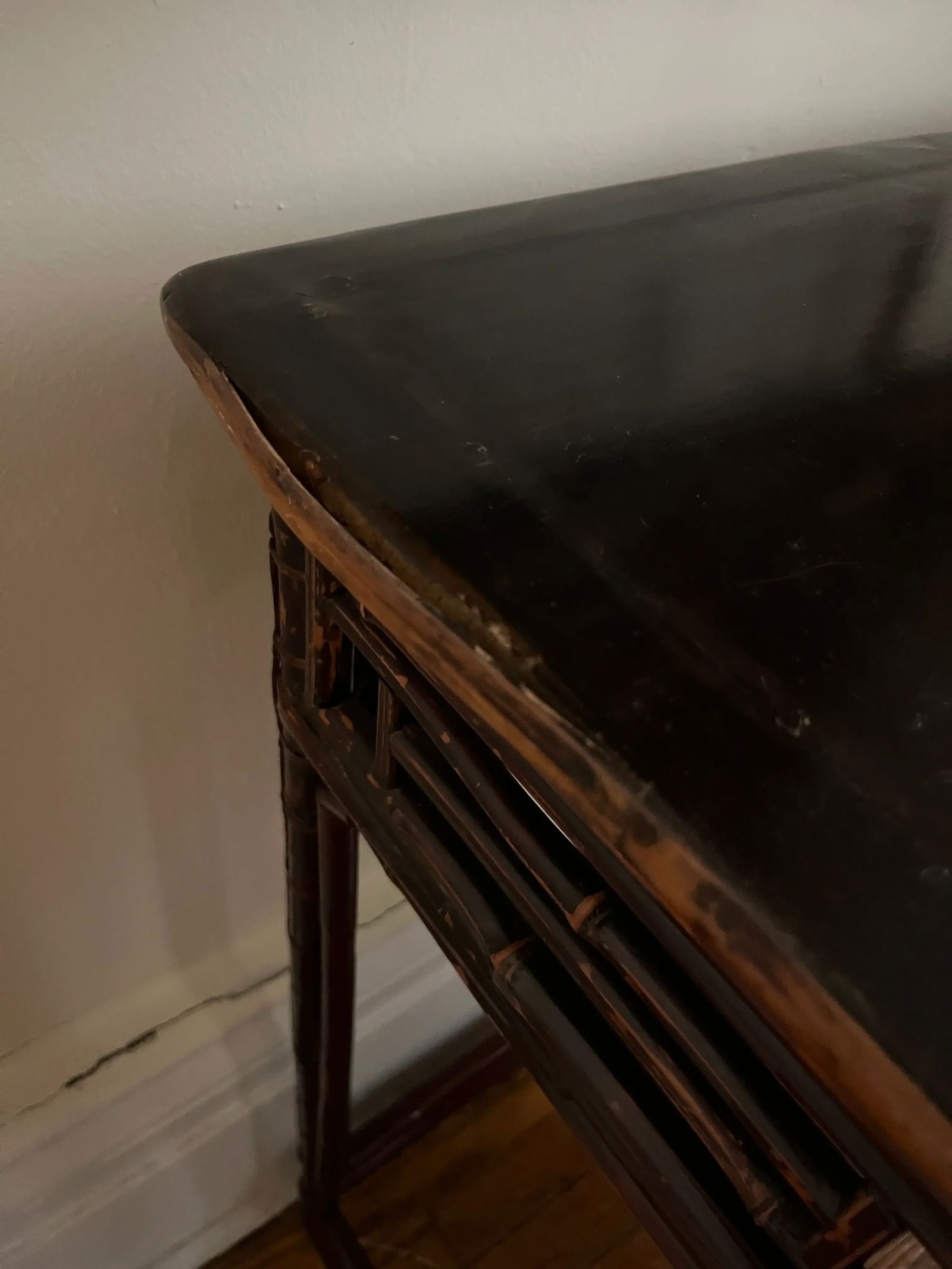 Antique Chinese Square Bamboo Table - 7