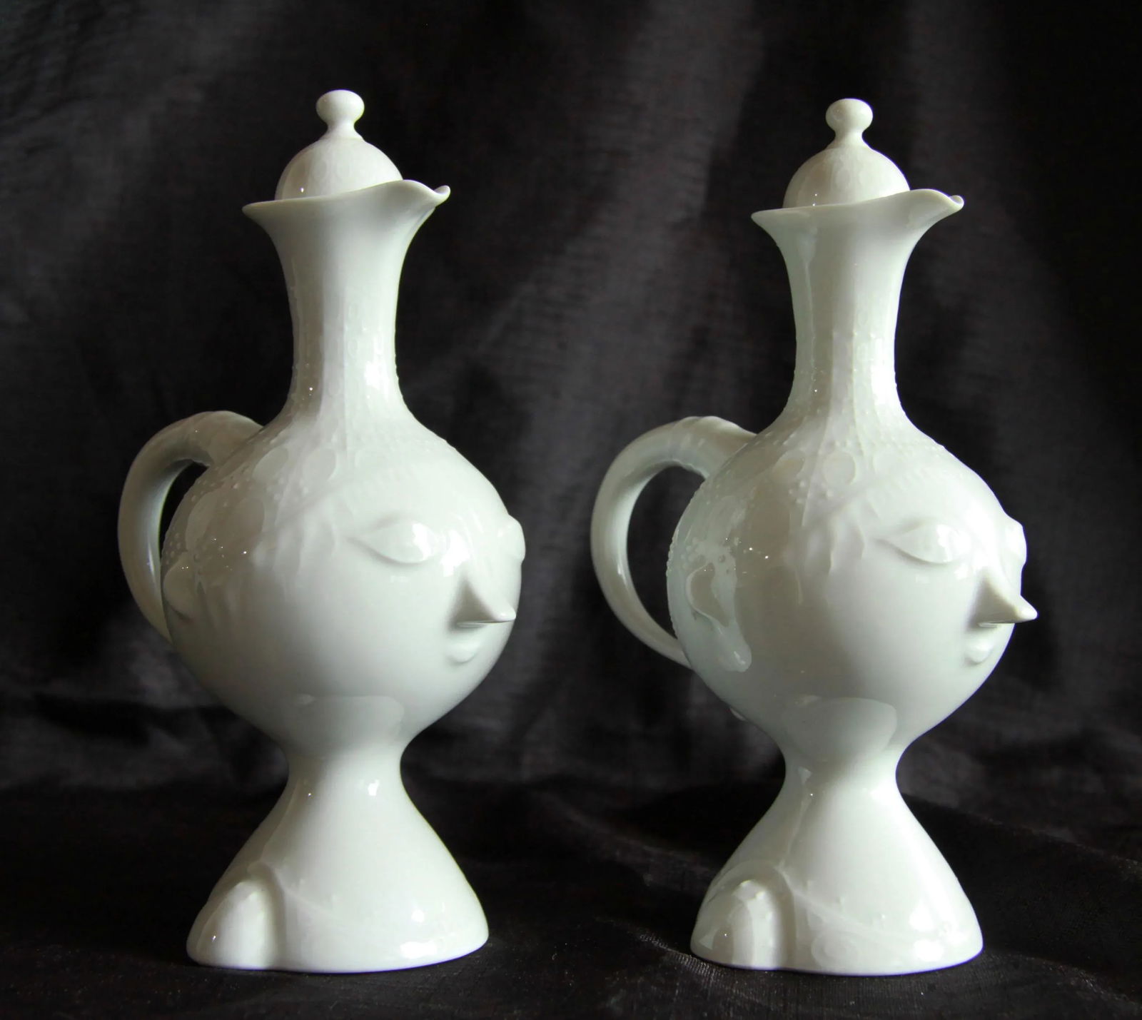 Bjorn Wiinblad for Rosenthal China Face Cruet Jars - a Pair - 11
