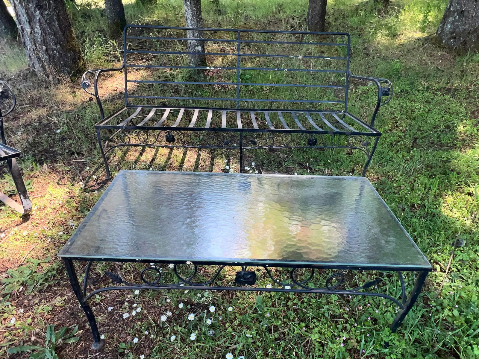 Hollywood Regency Wrought Iron Outdoor Furniture Set, 5 Pieces - 8