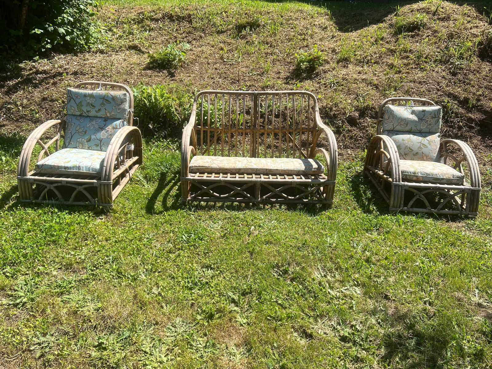 Paul Frankl Ritts Tropitan Style Rattan Outdoor/Indoor Conversation Set, 3 Pieces - 11