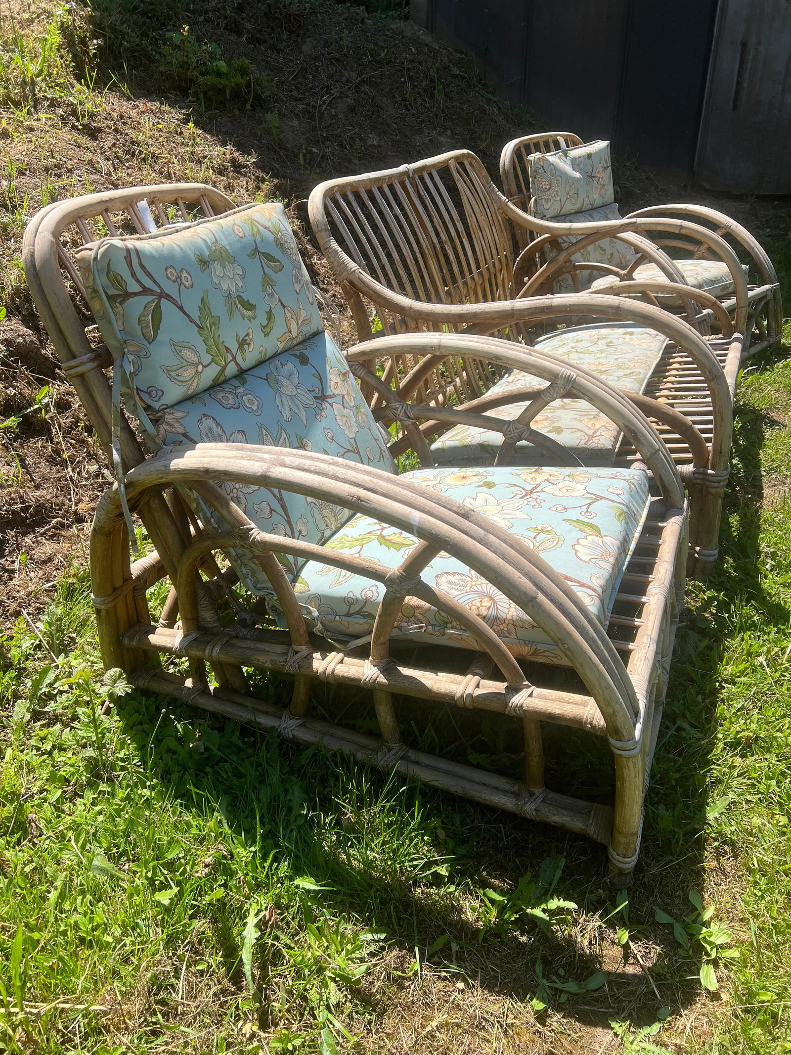 Paul Frankl Ritts Tropitan Style Rattan Outdoor/Indoor Conversation Set, 3 Pieces - 12