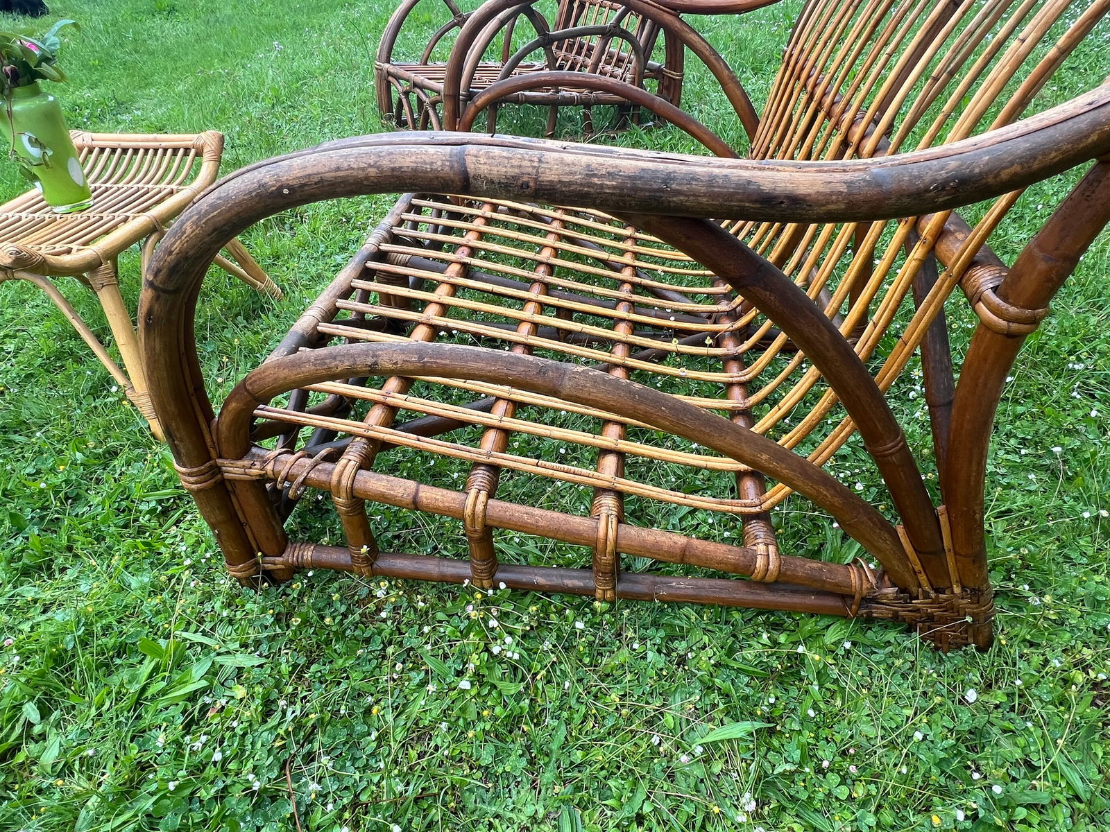 Paul Frankl Ritts Tropitan Style Rattan Outdoor/Indoor Conversation Set, 3 Pieces - 7