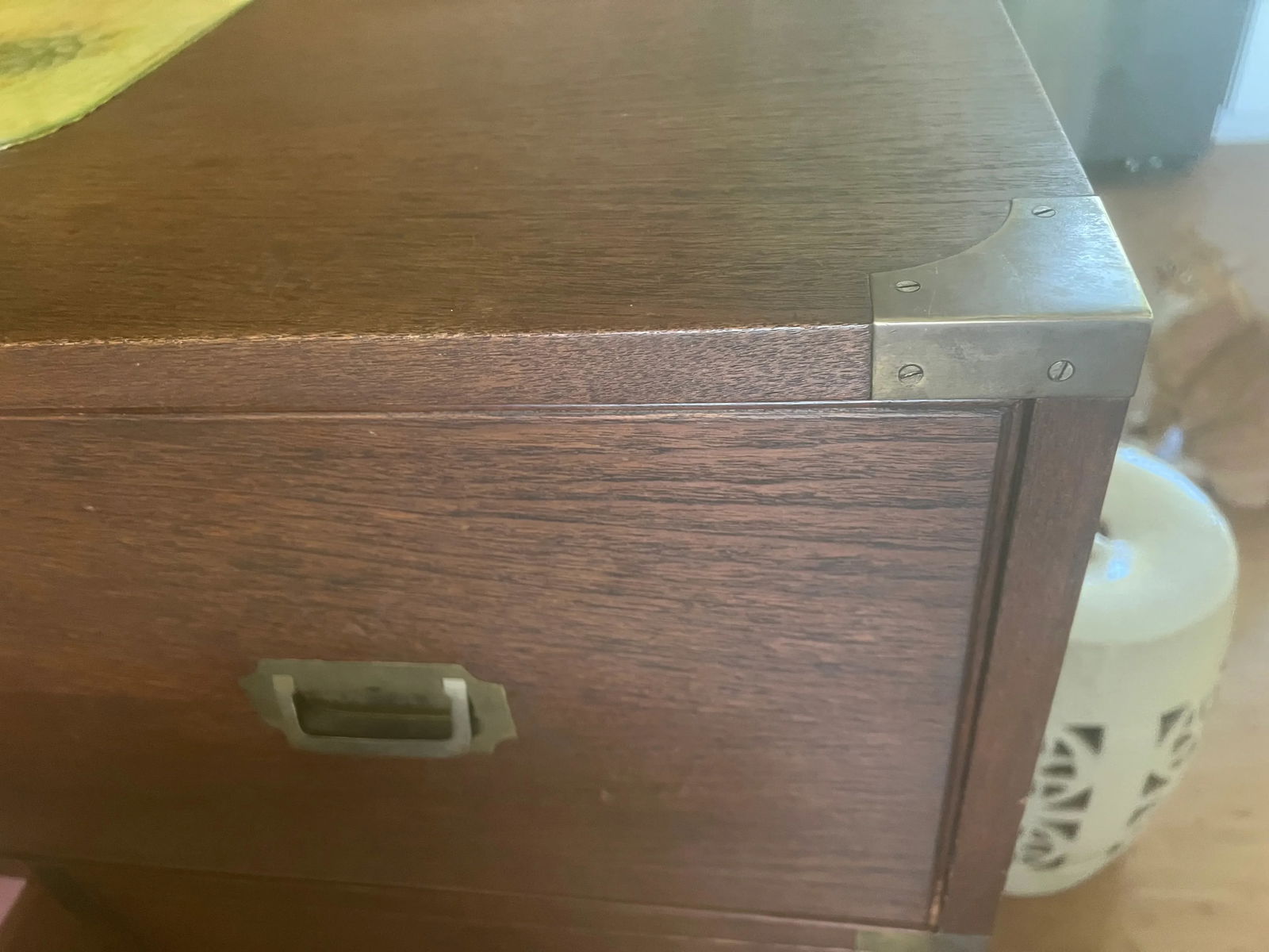 Classic Antique Walnut Campaign Chest/Secretariat Desk With Solid Brass Handles - 9