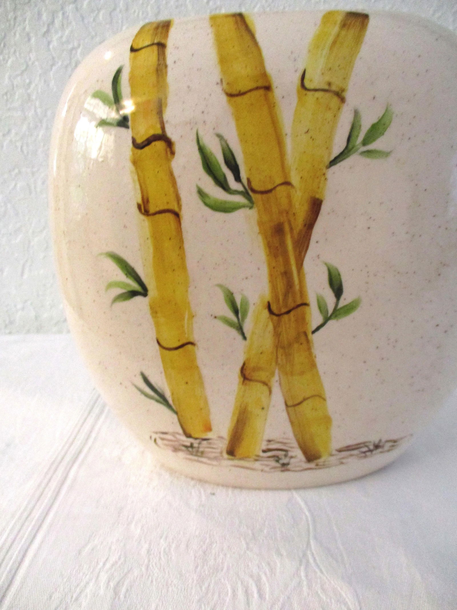 Mid-Century Hand-Painted Bamboo Design Vase - 4