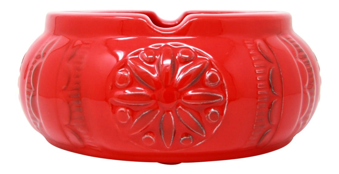 Vintage Mid Century Modern California Art Pottery Red Deep Cigar Ashtray: Exceptional vintage new old stock (never used) red art pottery ashtray / catchall tray by Maddox of California! Great size, could certainly be used for cigars as well. Excellent tone, great depth of c