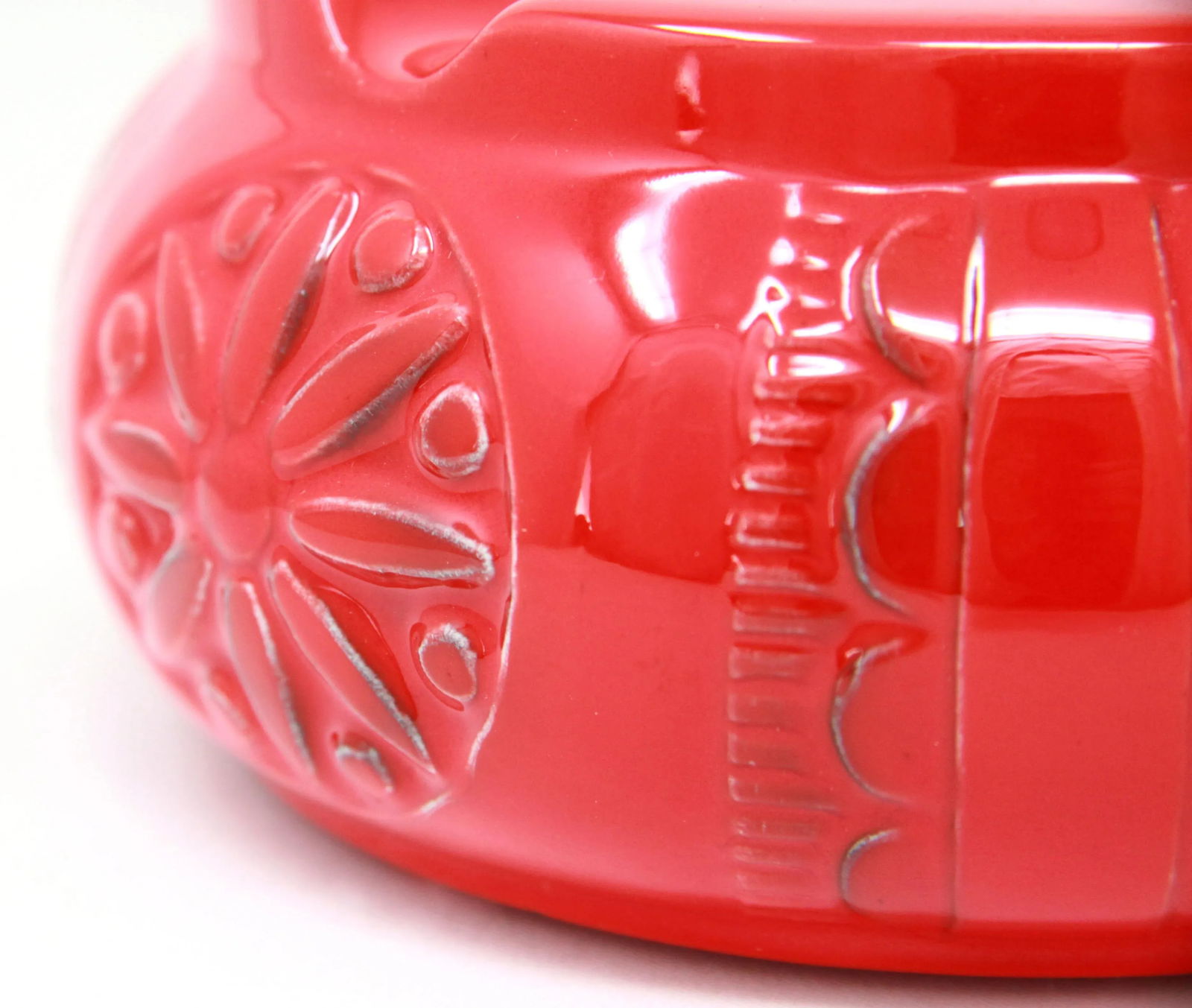 Vintage Mid Century Modern California Art Pottery Red Deep Cigar Ashtray - 5