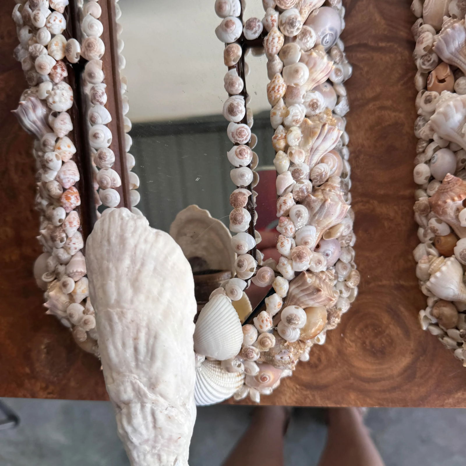 Handcrafted Mirrored and Shell Encrusted Wall Sconces- A Pair - 11