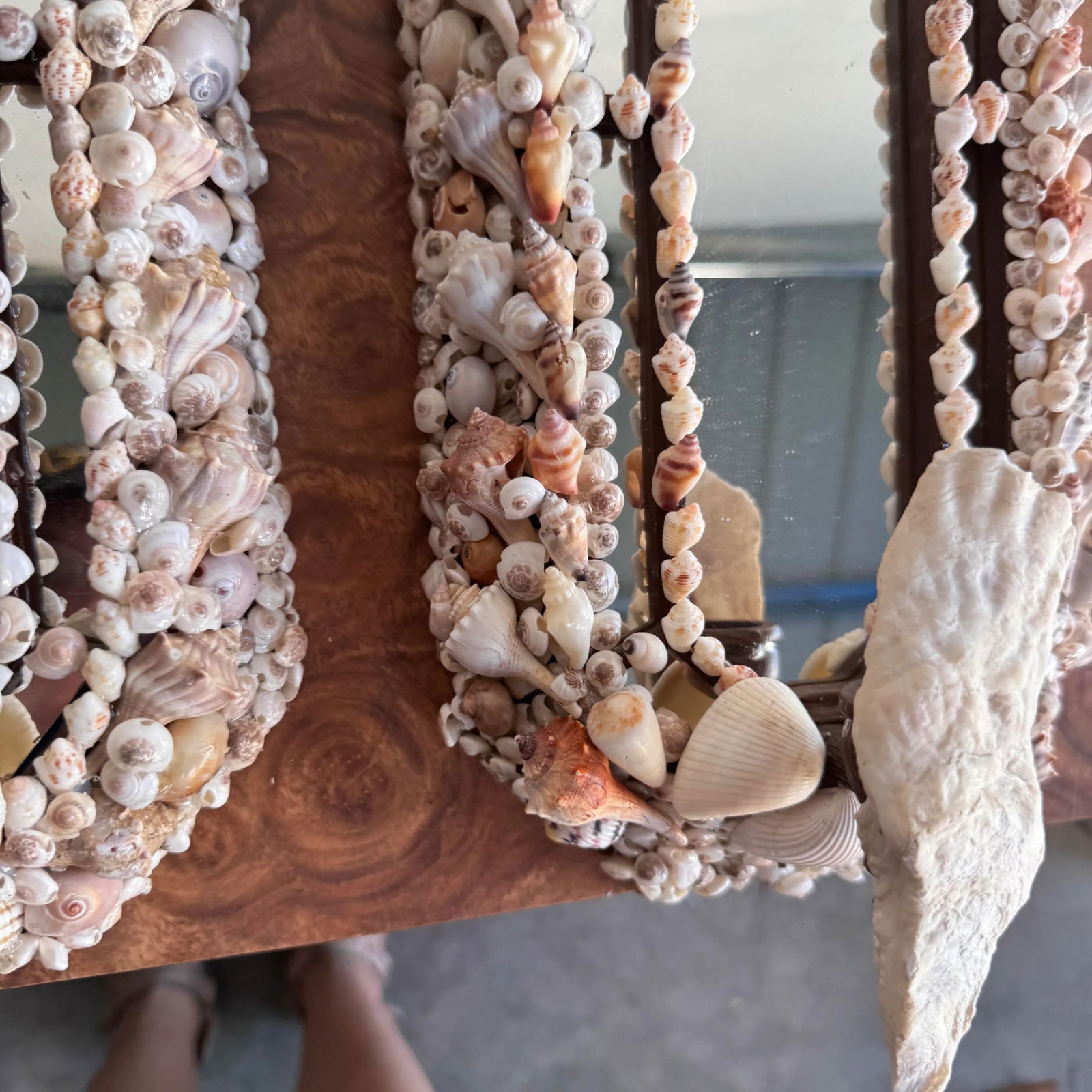 Handcrafted Mirrored and Shell Encrusted Wall Sconces- A Pair - 12