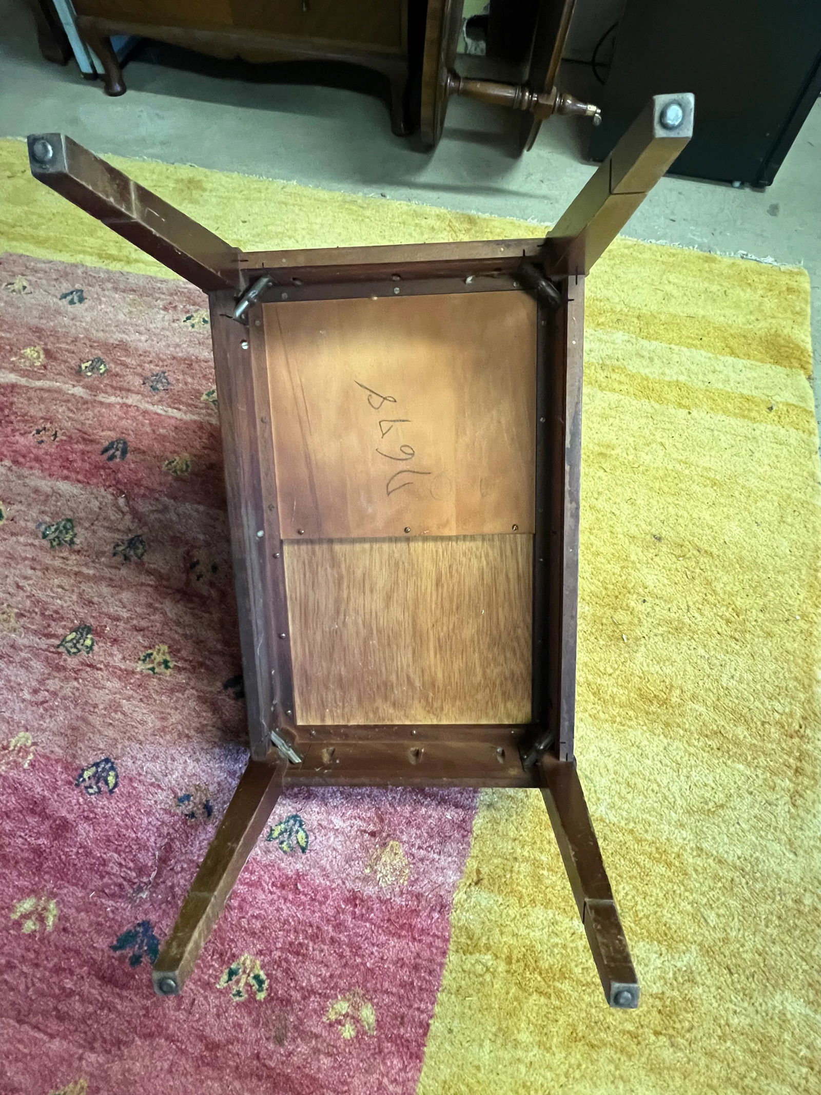 1960s Classic Mahogany Mersman Leather Side Table With Gold Stencil - 6