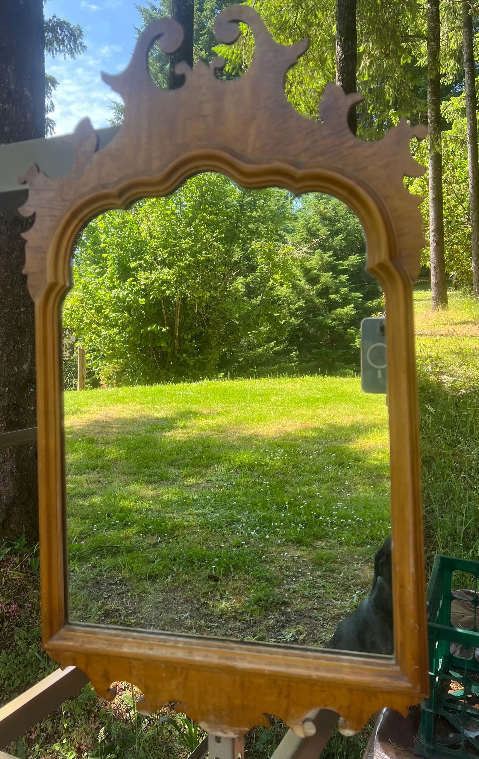 Early 20th Century Chippendale Style Tiger Eye Maple Mirror - 3