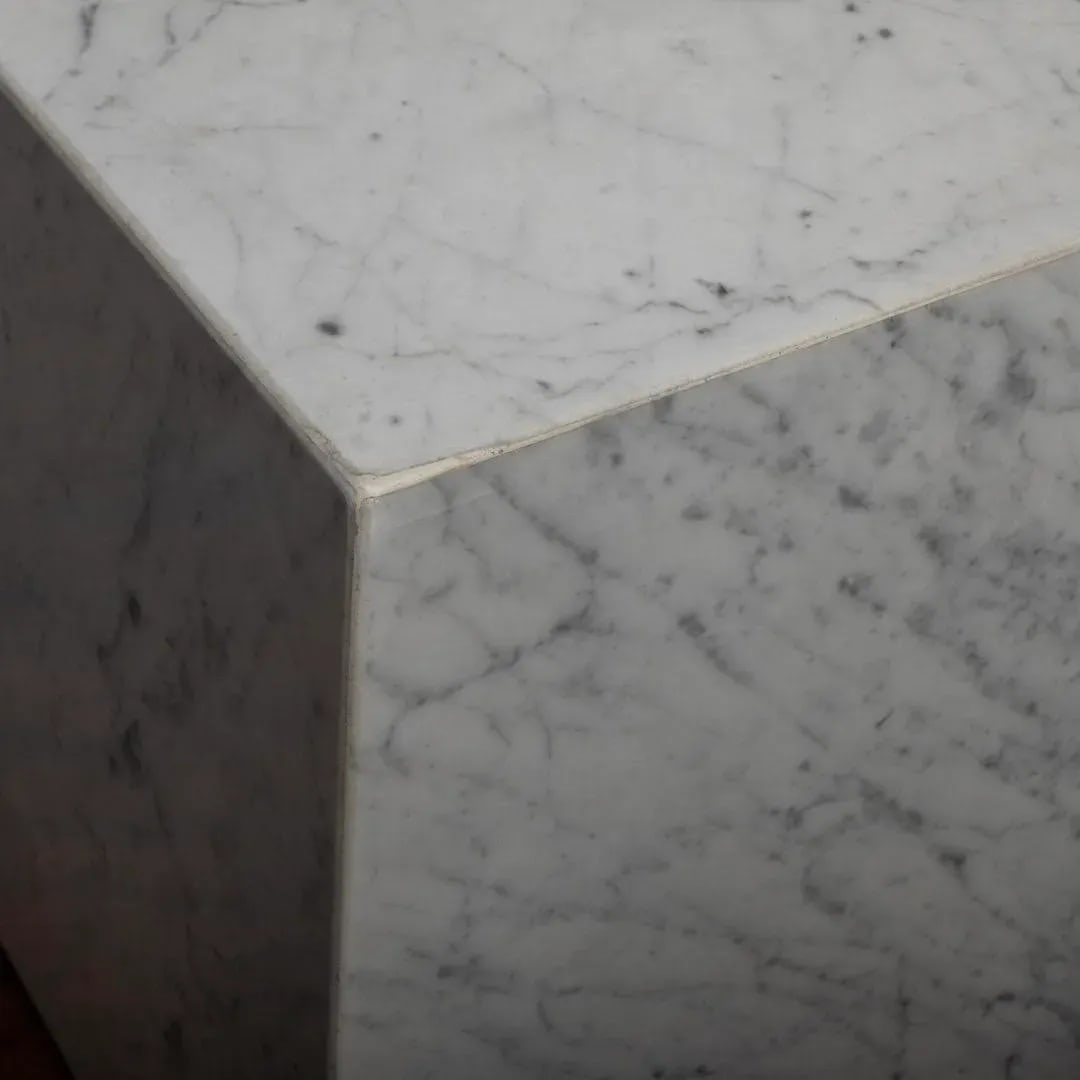 1960s Carrara Marble Cube Side End Tables - a Pair - 7