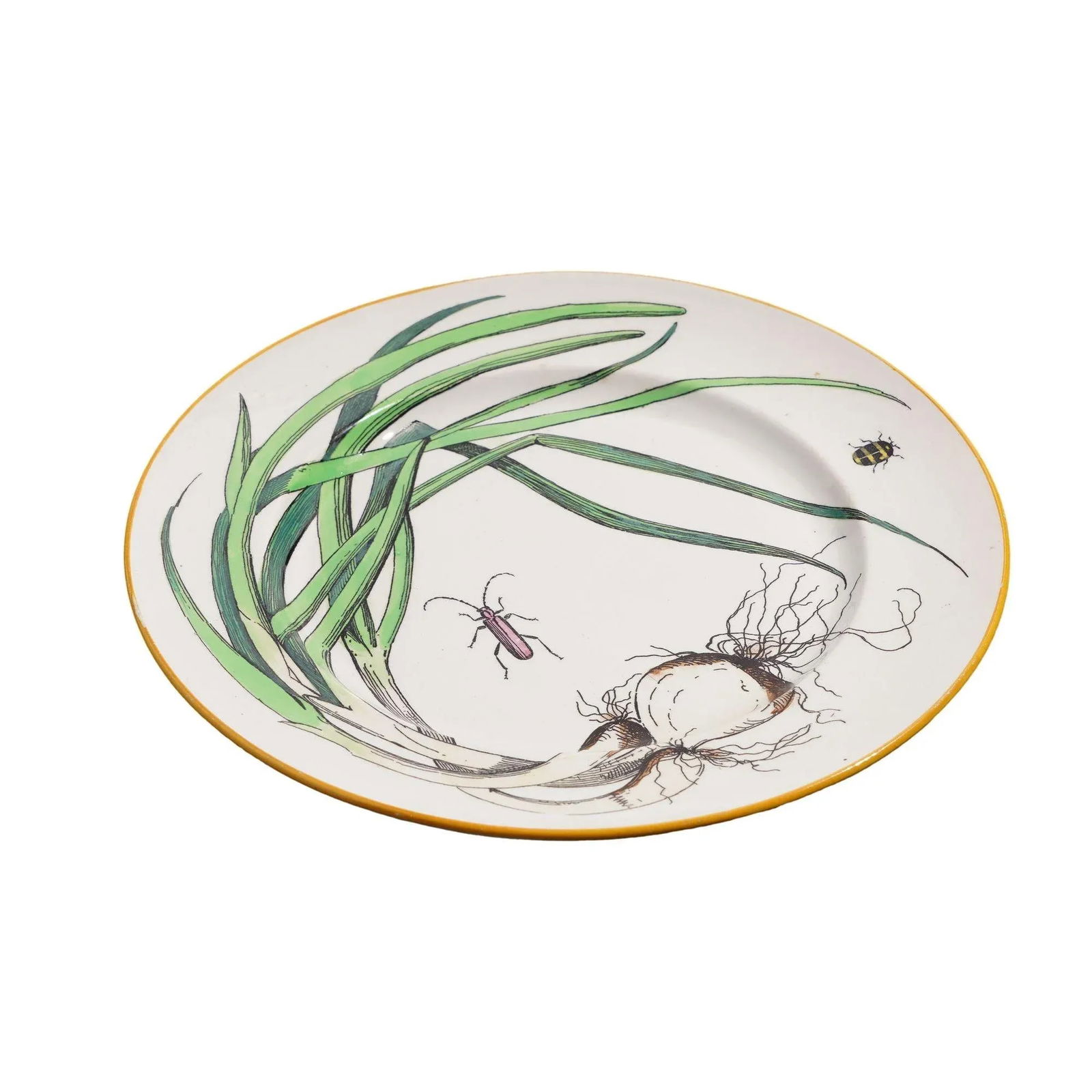 Pair of French Glazed Faience Plates With Scallions and Artichokes, C. 1850's - 8