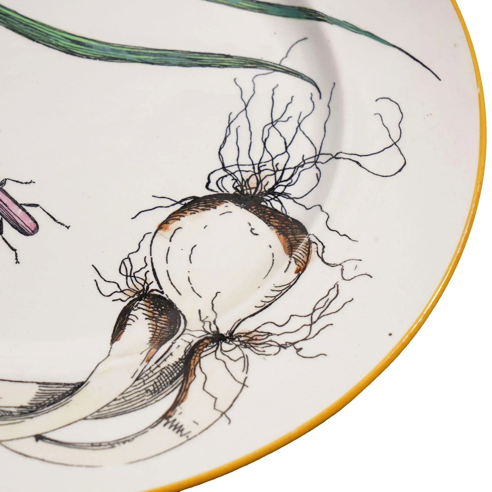 Pair of French Glazed Faience Plates With Scallions and Artichokes, C. 1850's - 9