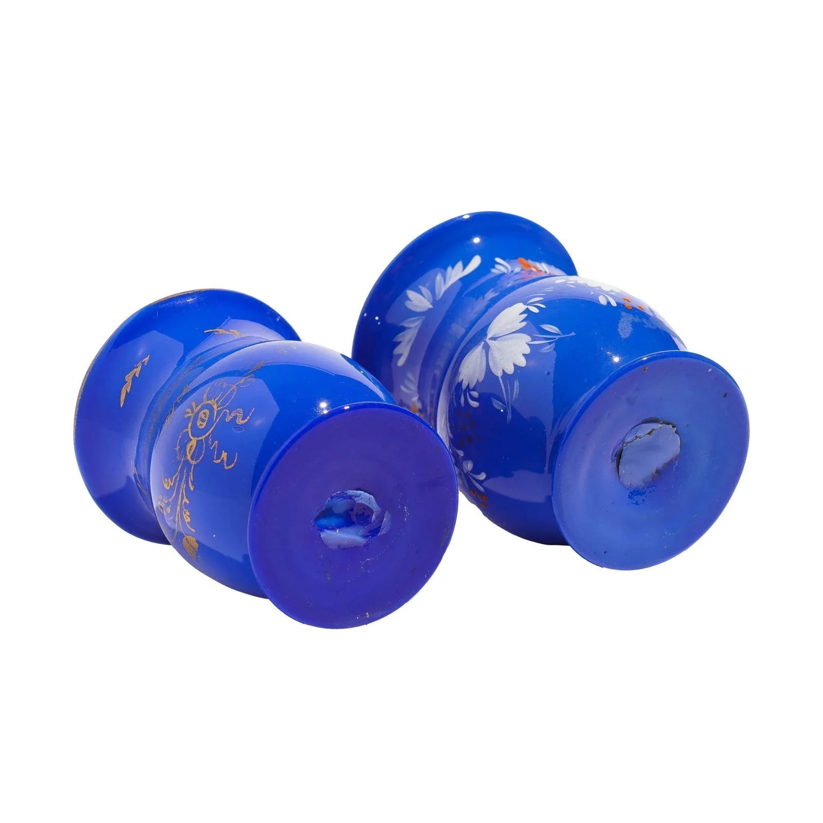 Pair of English Miniature Blue Opaline Blown Glass Mugs, C. 1830 - 6