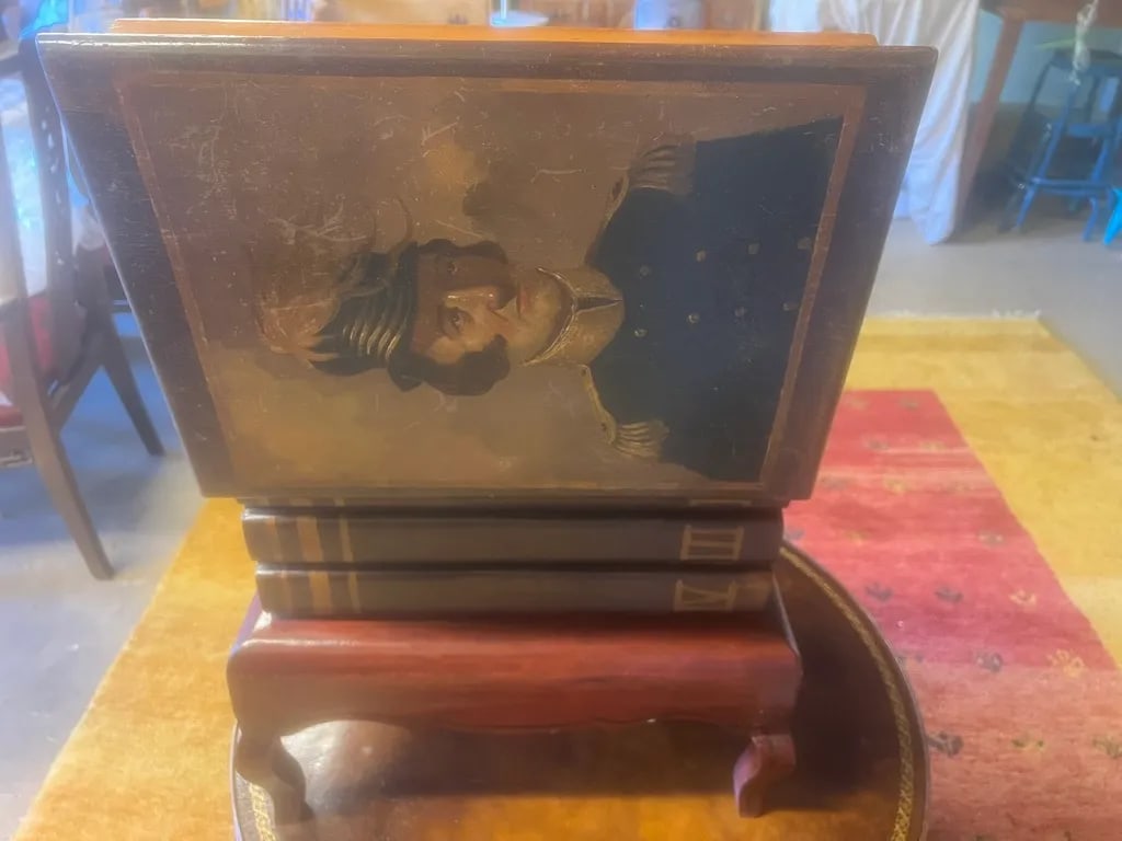 1980s Faux Bookcase Portrait Lift-Top Table - 2