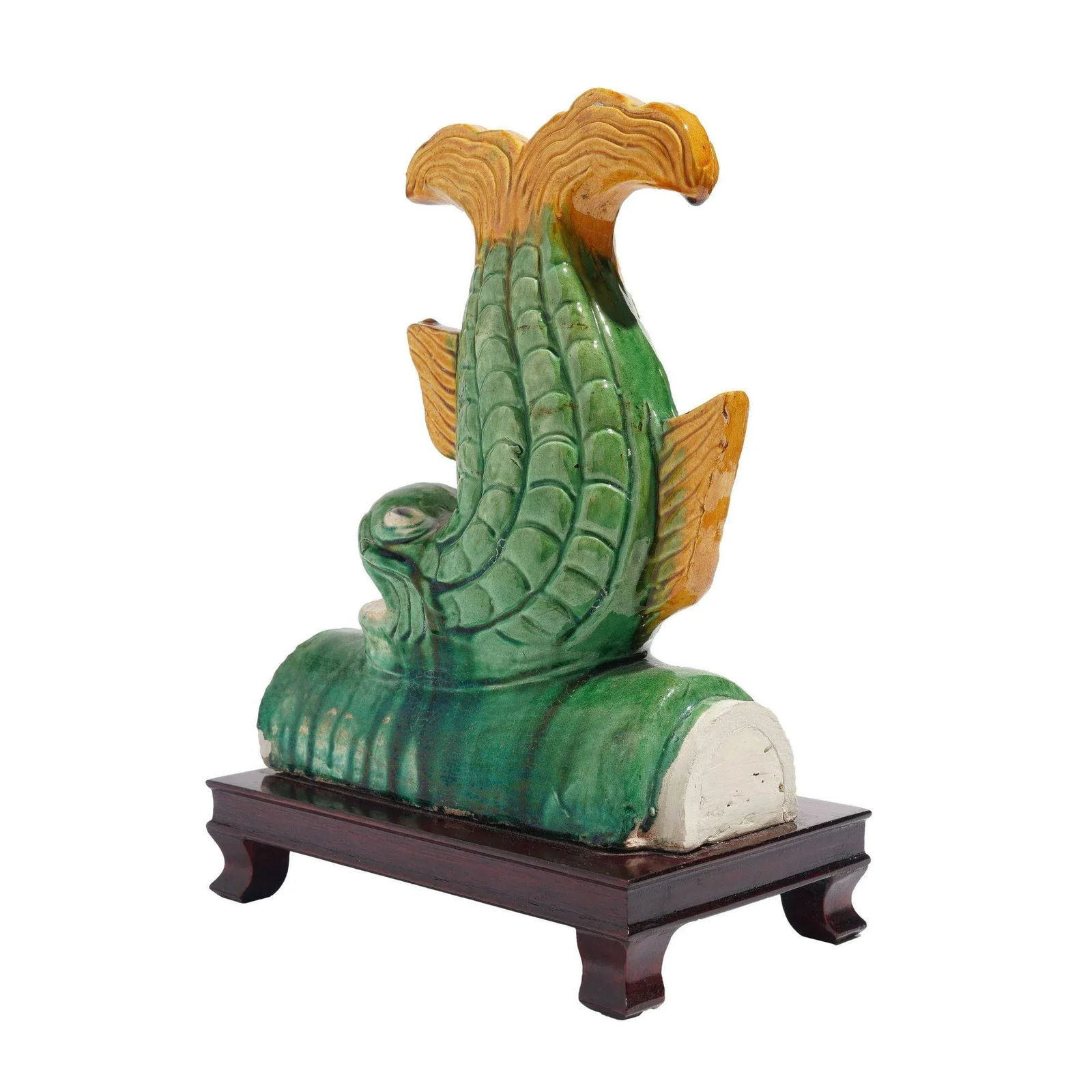 Traditional Chinese Ceramic Fish Form Roof Tile on Stand, C. 1900's - 8