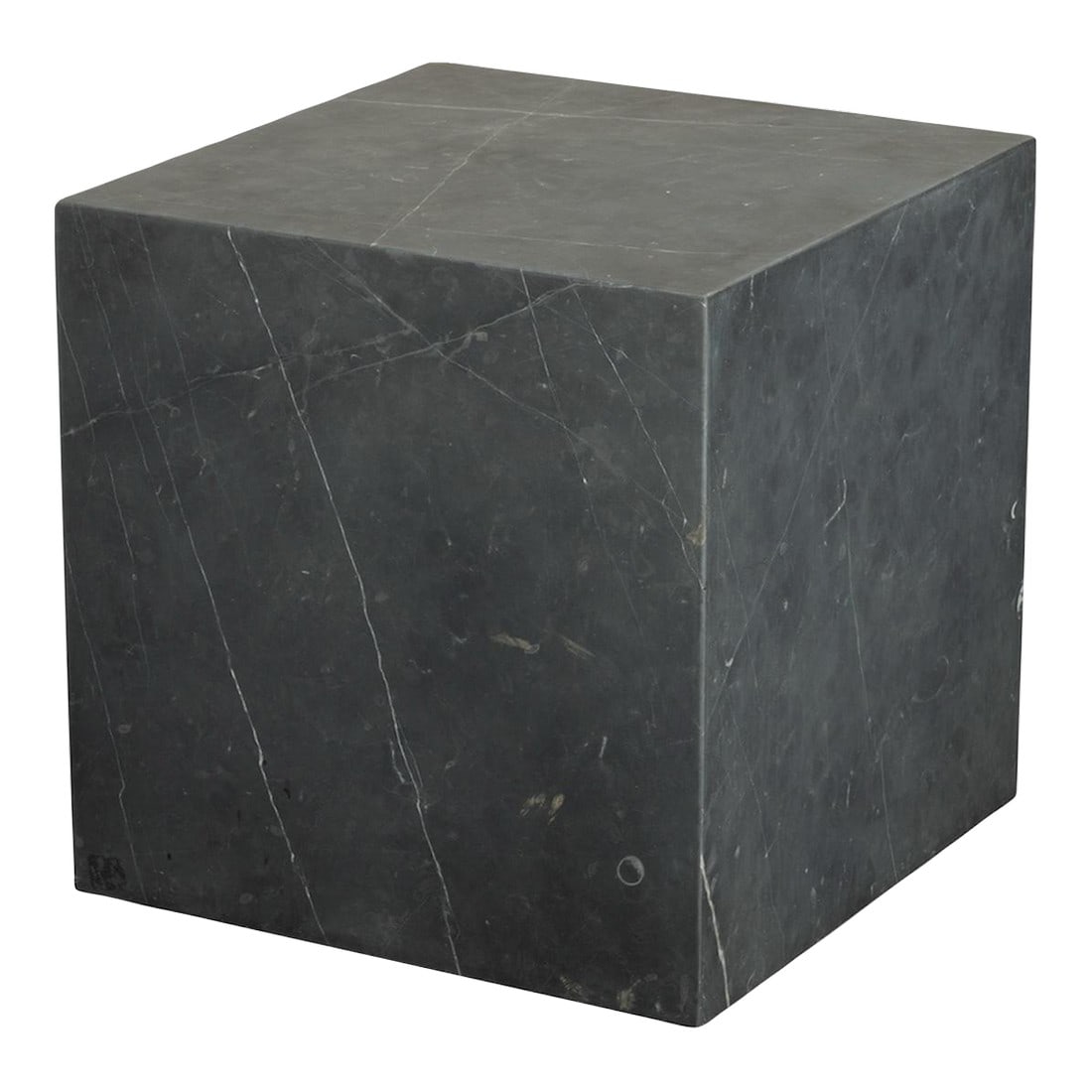 Restoration Hardware Marble Cube Occasional End Side Table: Gray Marquina marble cube table from Restoration Hardware. Beautiful, functional and fun! Floats about a half inch off the floor with hidden heavy duty casters. RH no longer offers this item for