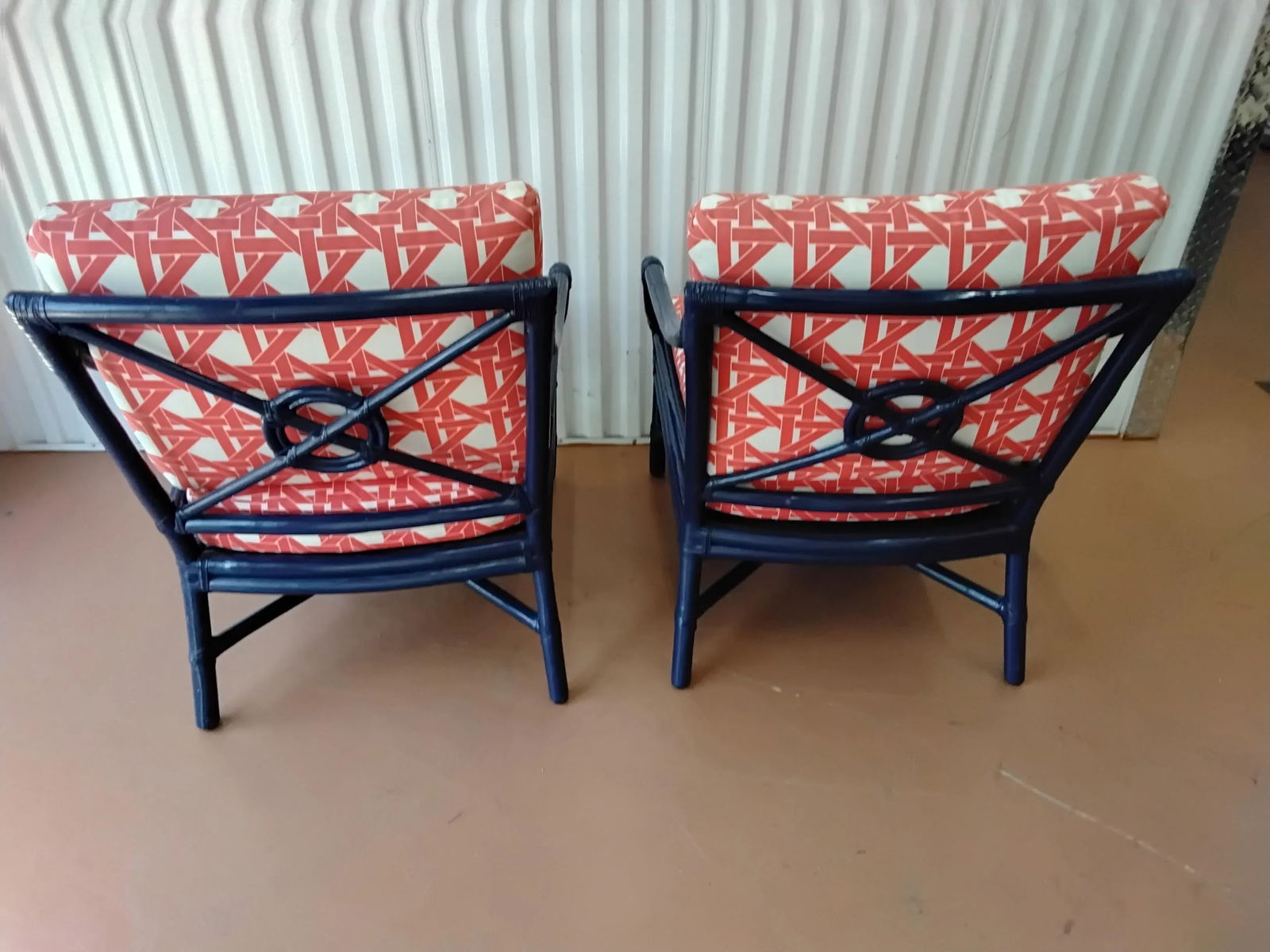 1970s McGuire Style Target Back Accent Chairs- Set of 2 - 4