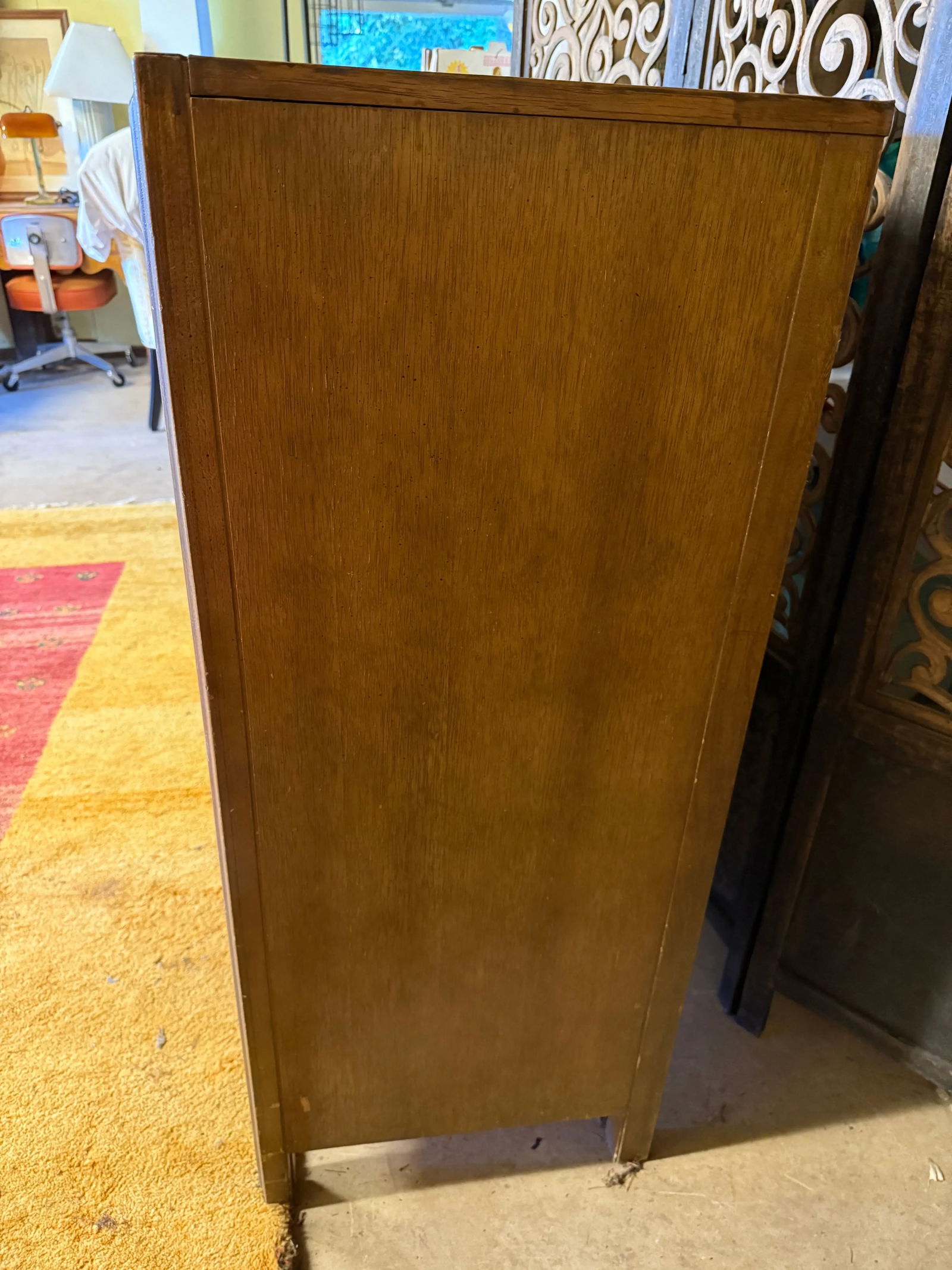 Mid-Century Bassett Furniture Walnut Brutalist Highboy Dresser - 5