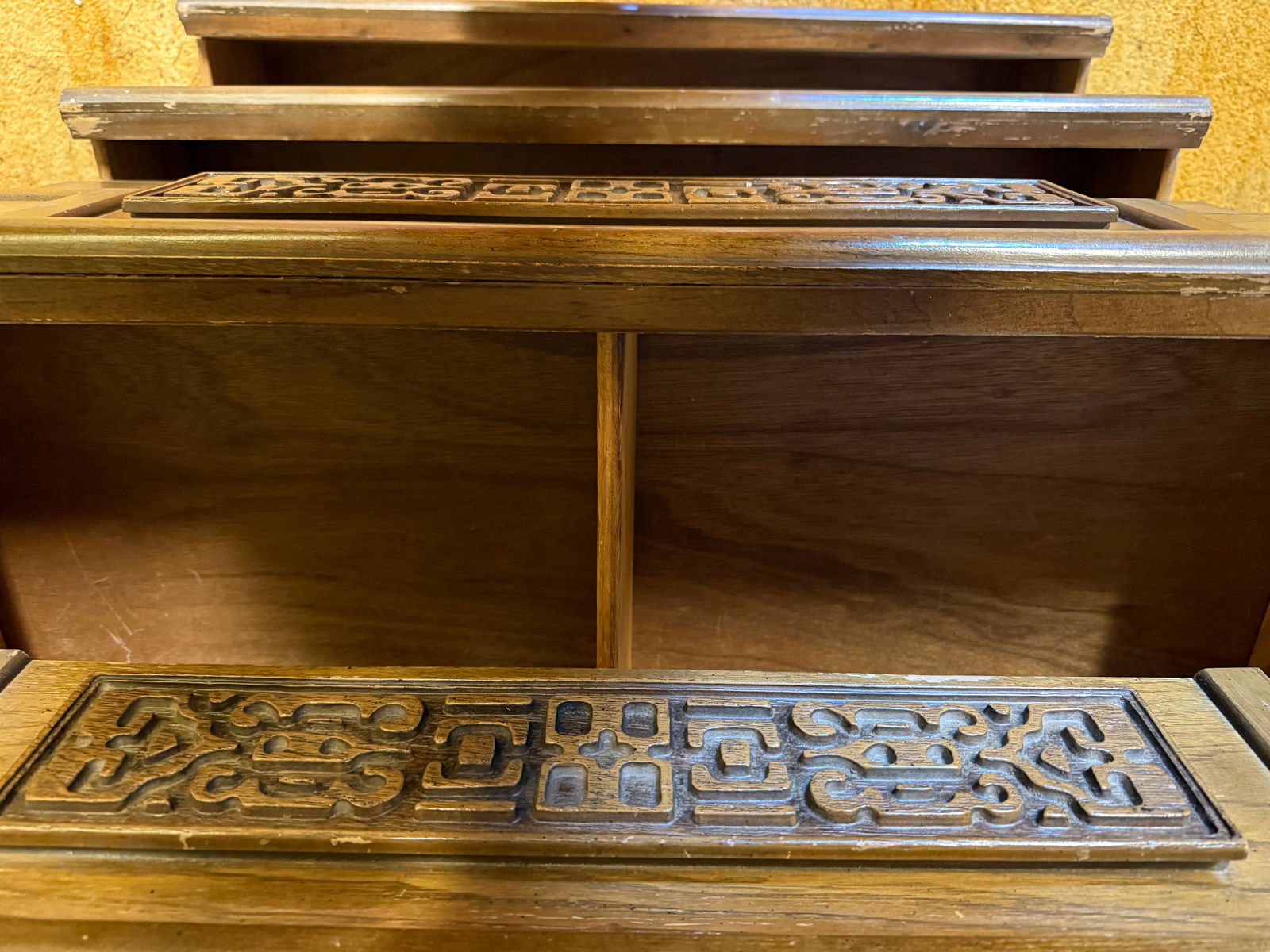 Mid-Century Bassett Furniture Walnut Brutalist Highboy Dresser - 6