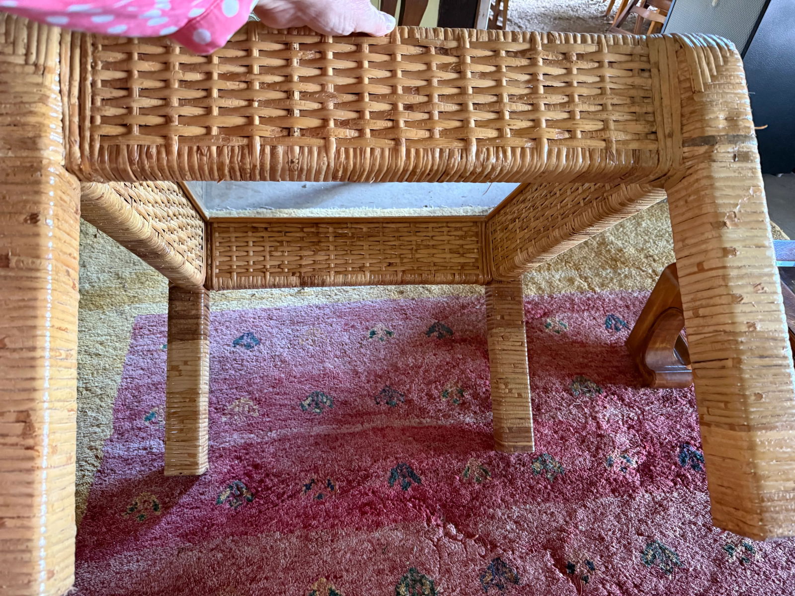 Chic Coastal Rattan Glass Top Square Table - 6