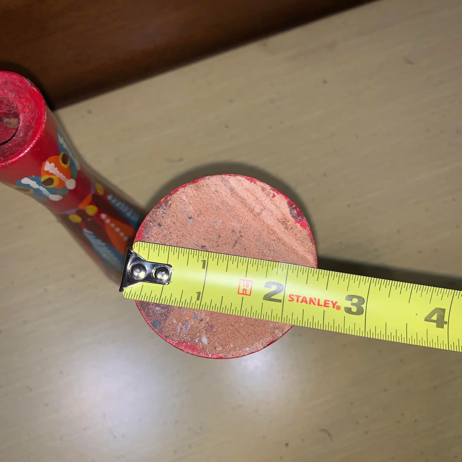 20th Century Folk Art Red and Multicolored Design Wooden Candlestick Holders- a Pair - 9