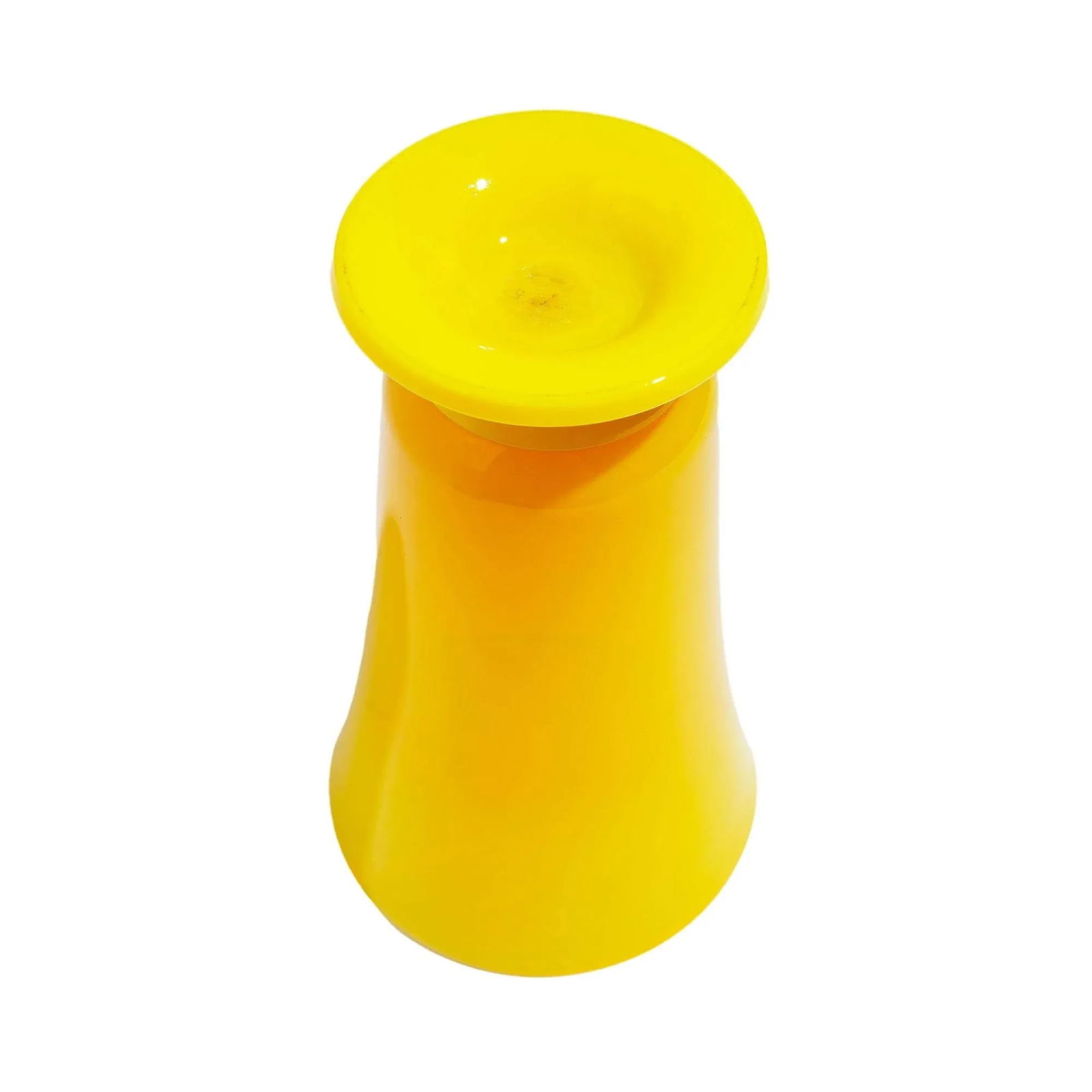 Vintage Cadmium Yellow Opaline Blown Glass Footed Vase - 4