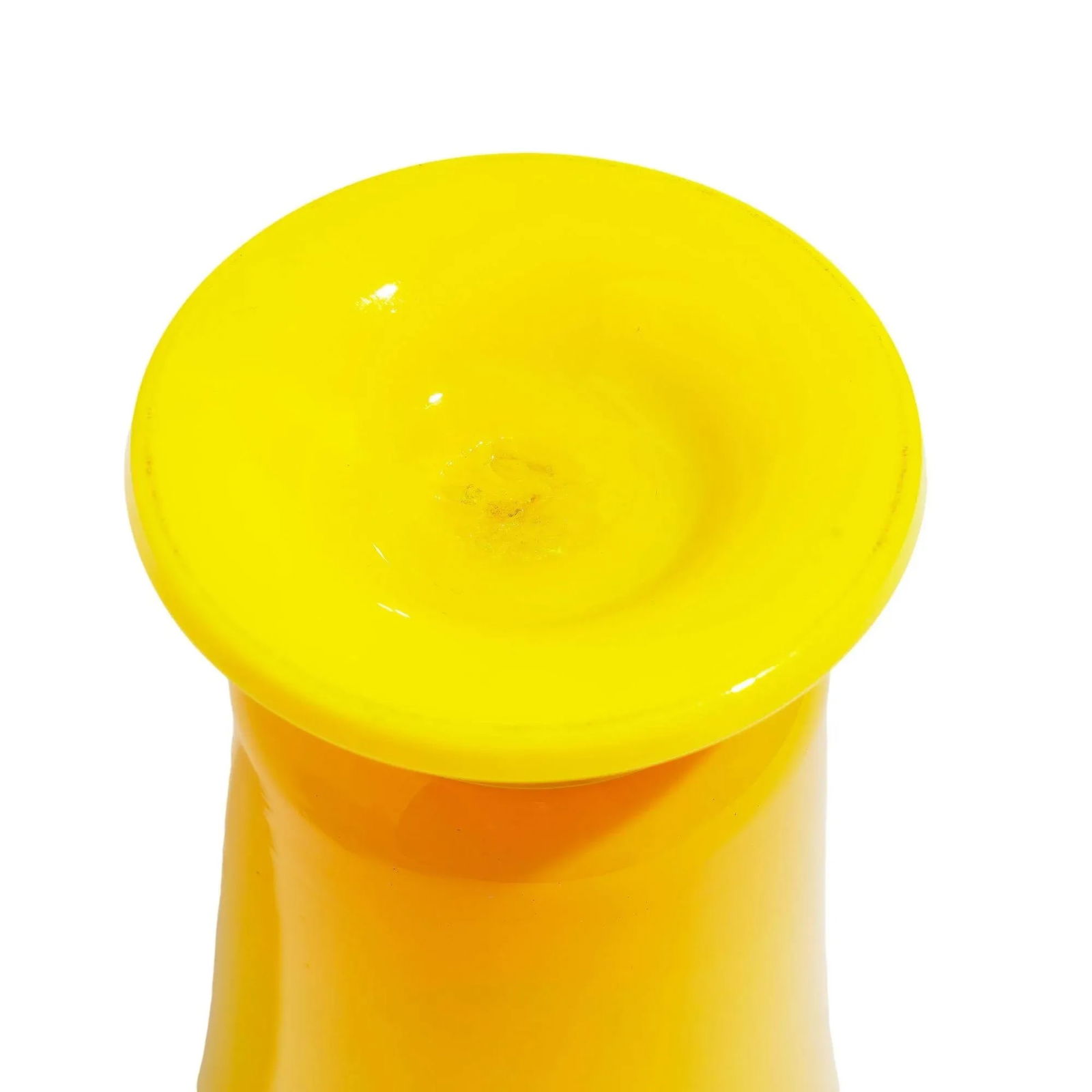 Vintage Cadmium Yellow Opaline Blown Glass Footed Vase - 5