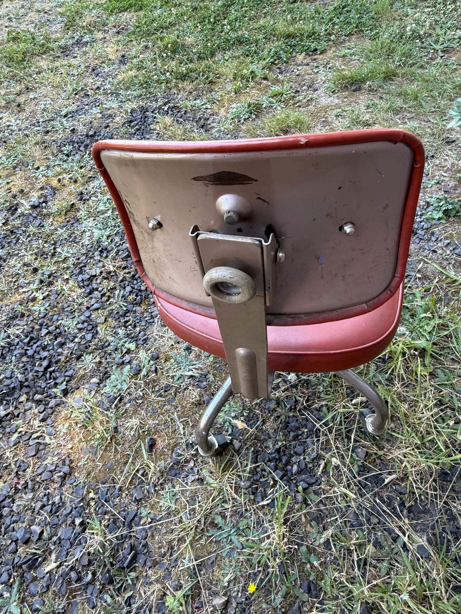 Vintage Steelcase Rolling Burnt Orange Swivel Reclining Desk Chair - 10