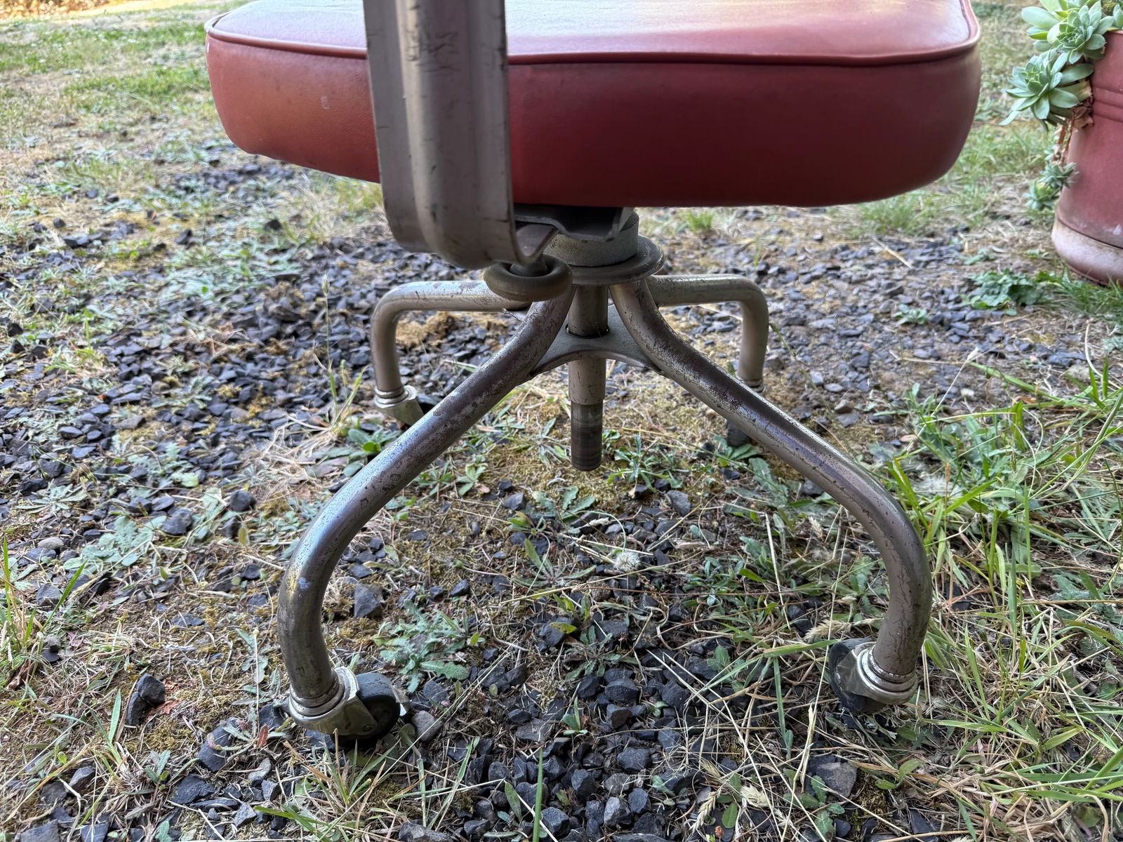 Vintage Steelcase Rolling Burnt Orange Swivel Reclining Desk Chair - 3