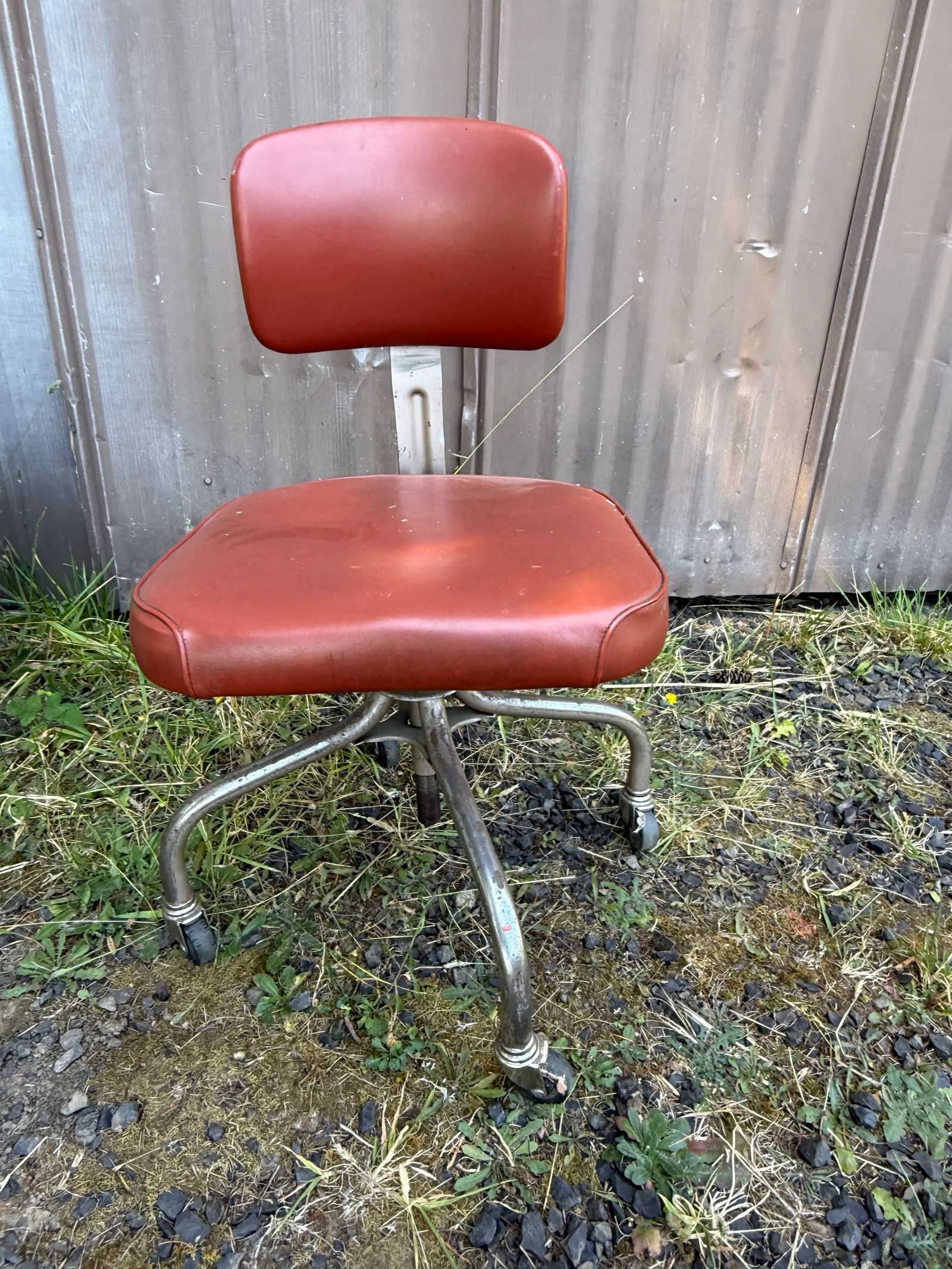 Vintage Steelcase Rolling Burnt Orange Swivel Reclining Desk Chair - 6