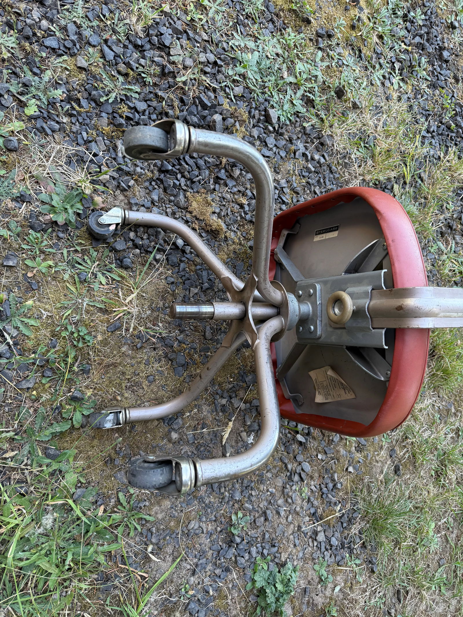 Vintage Steelcase Rolling Burnt Orange Swivel Reclining Desk Chair - 8