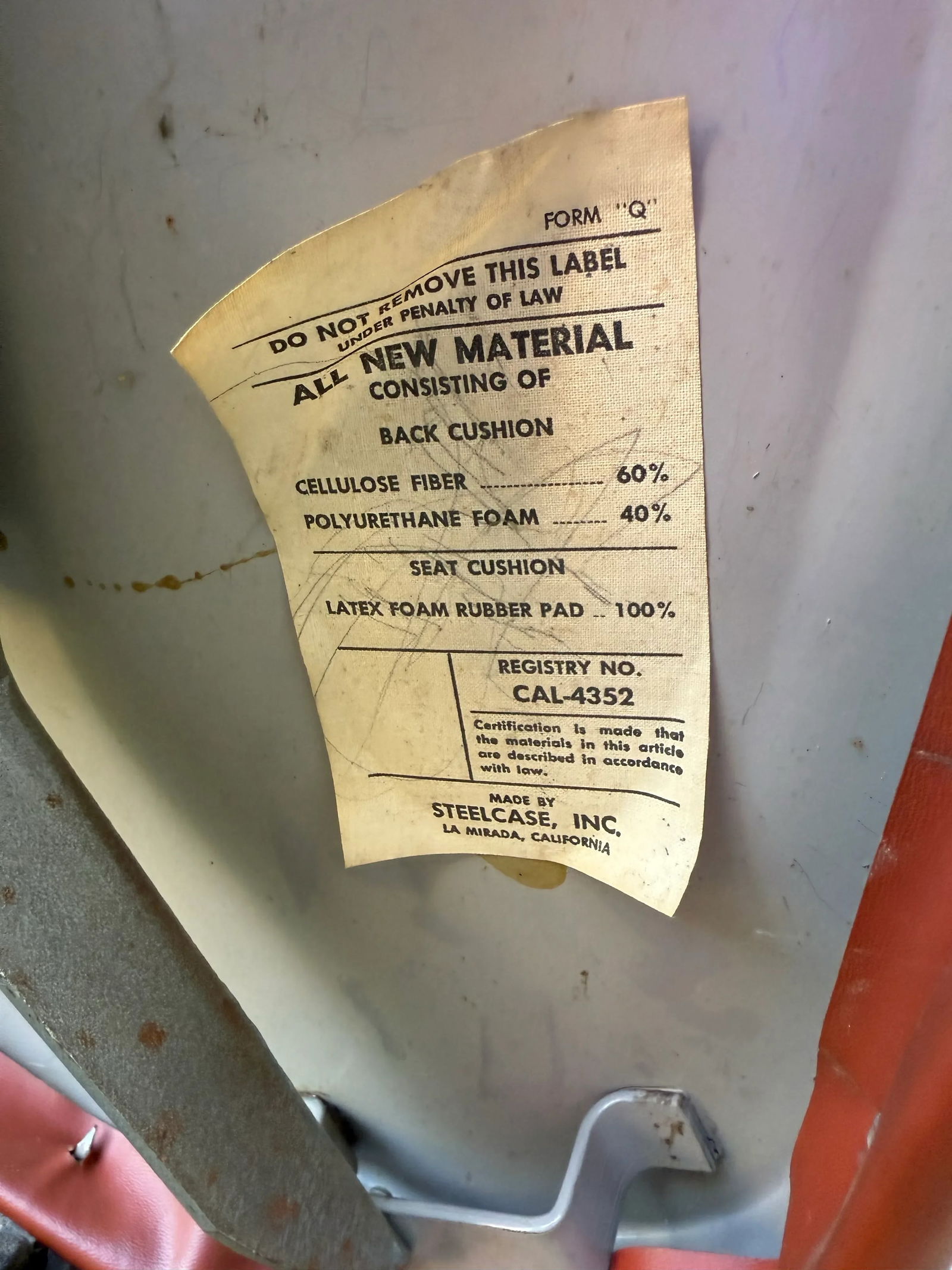 Vintage Steelcase Rolling Burnt Orange Swivel Reclining Desk Chair - 9