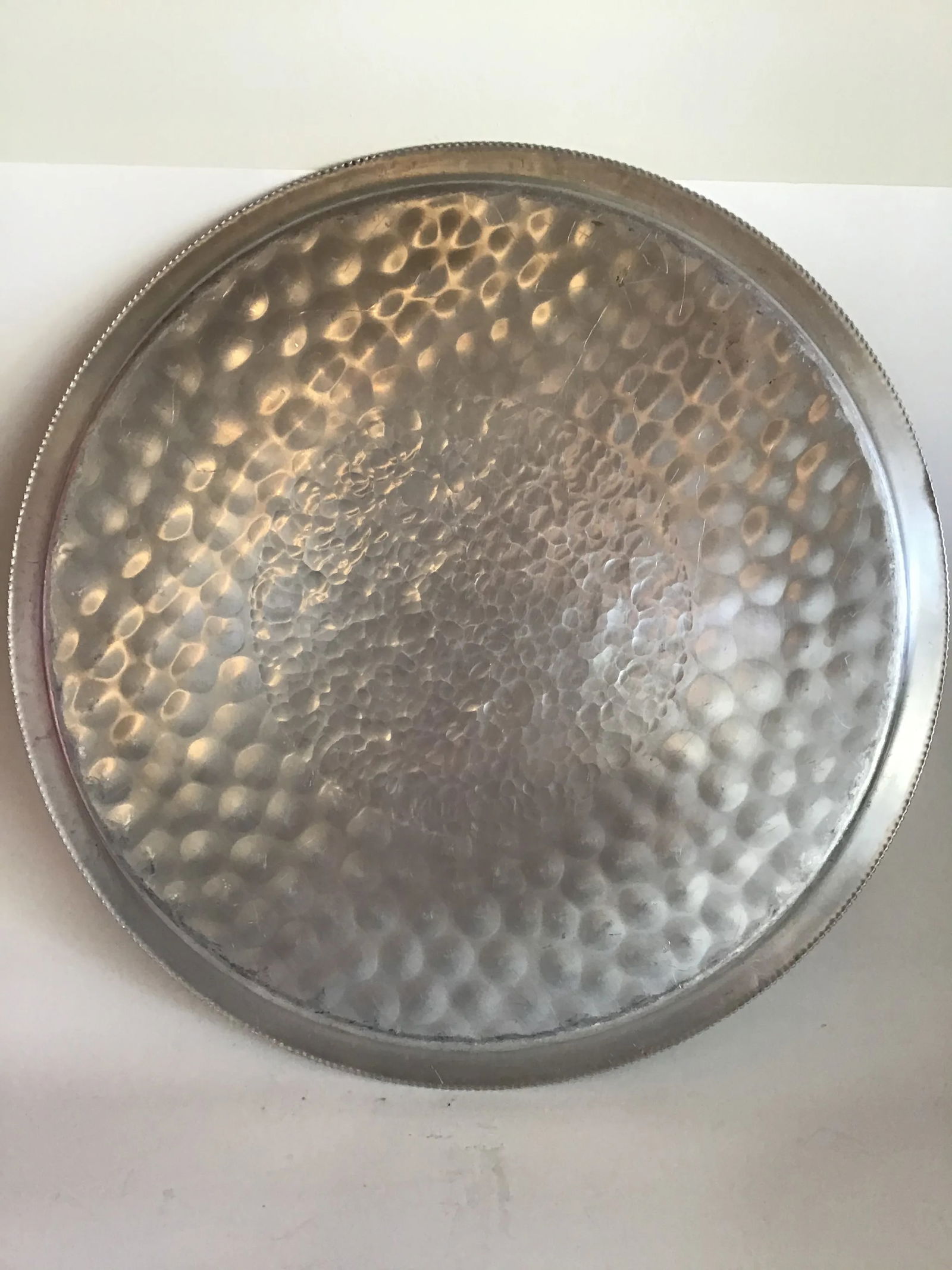 Hammered Aluminum Tray Fruit Motif Vintage MCM Mid-Century Modern Hammered Aluminum Tray - 3