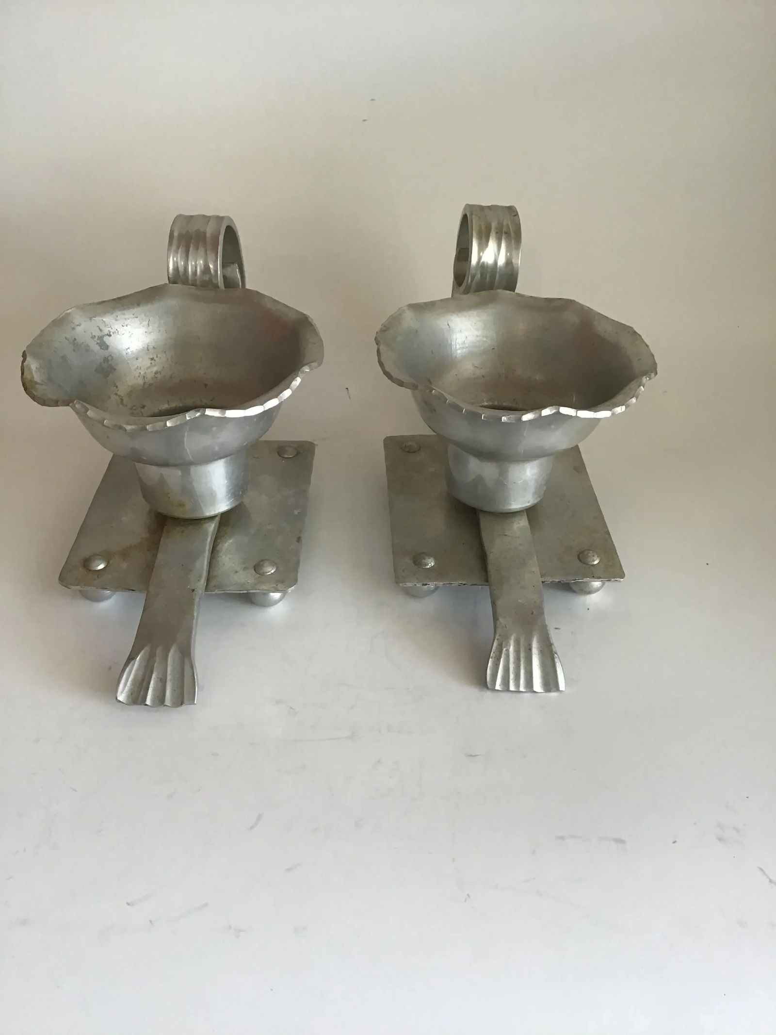 1940's Vintage Candleholders Aluminum Candle Holders 1940s Vintage Buenilum Hand Wrought Aluminum Ca - 8