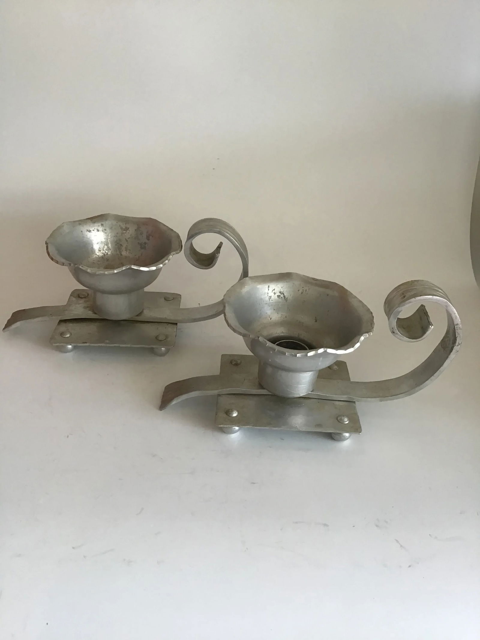 1940's Vintage Candleholders Aluminum Candle Holders 1940s Vintage Buenilum Hand Wrought Aluminum Ca - 9