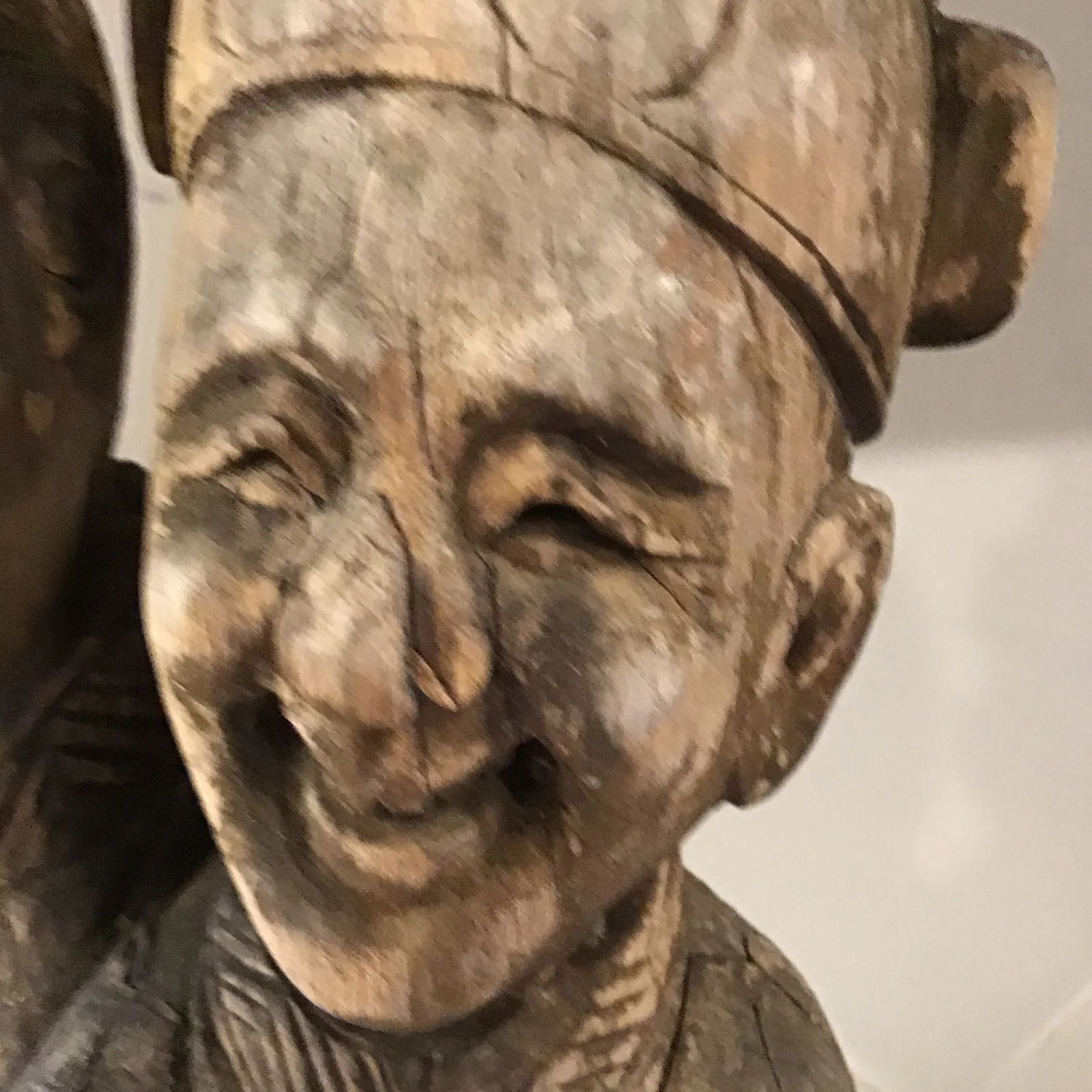 Wood Sculpture Hand Carved Figurines Asian Wood Carved Weathered Figurine Aged Weathered Asian 1950s - 11