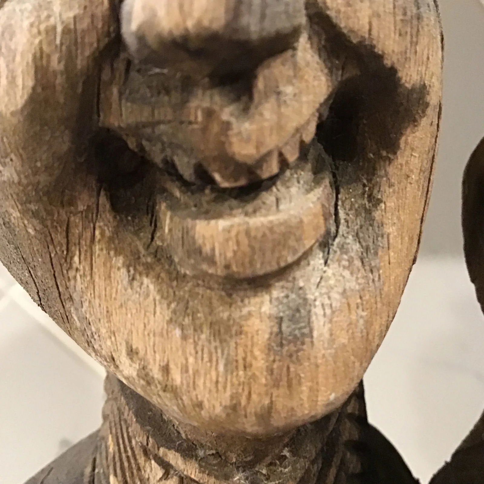 Wood Sculpture Hand Carved Figurines Asian Wood Carved Weathered Figurine Aged Weathered Asian 1950s - 12