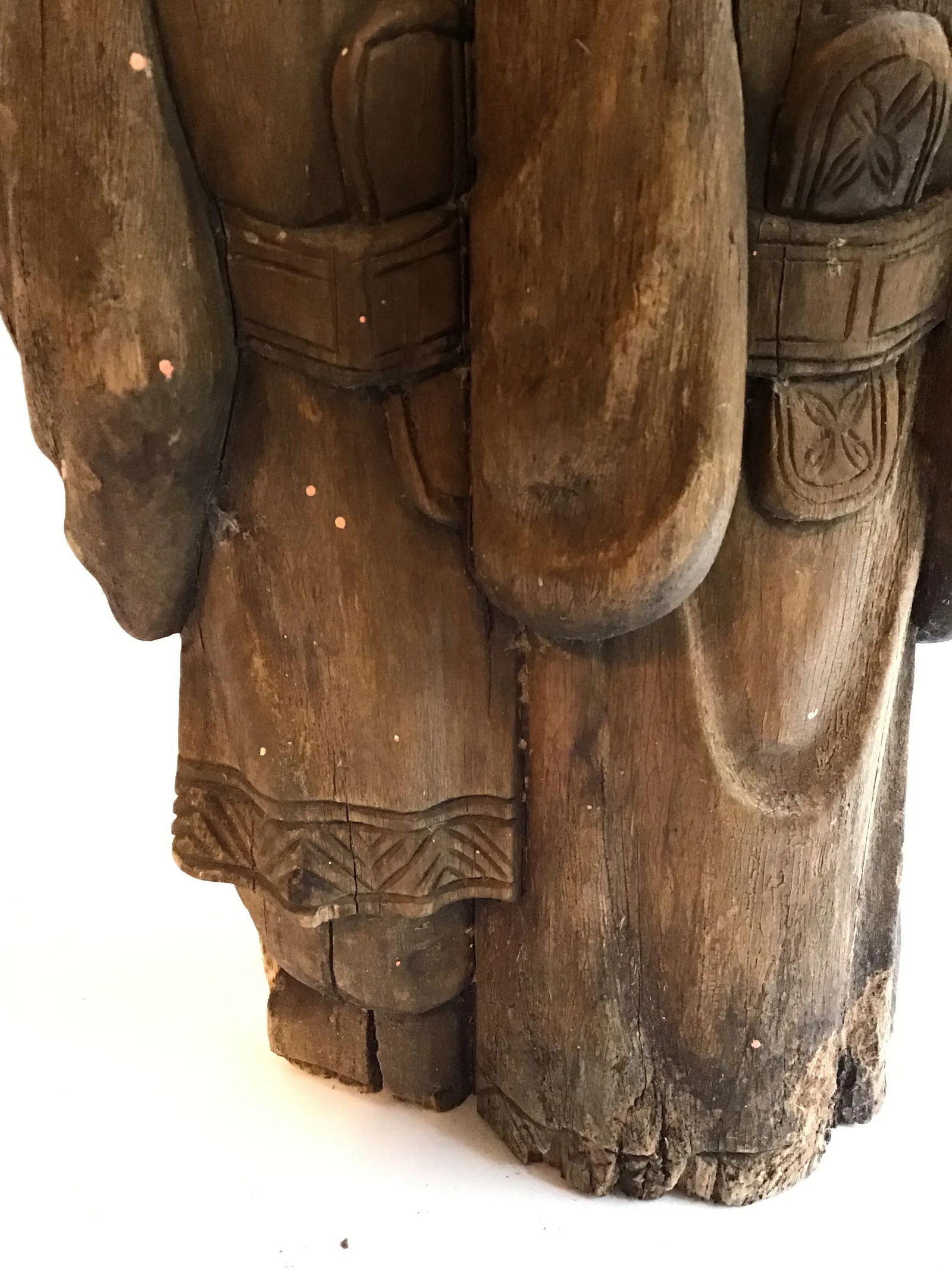 Wood Sculpture Hand Carved Figurines Asian Wood Carved Weathered Figurine Aged Weathered Asian 1950s - 6
