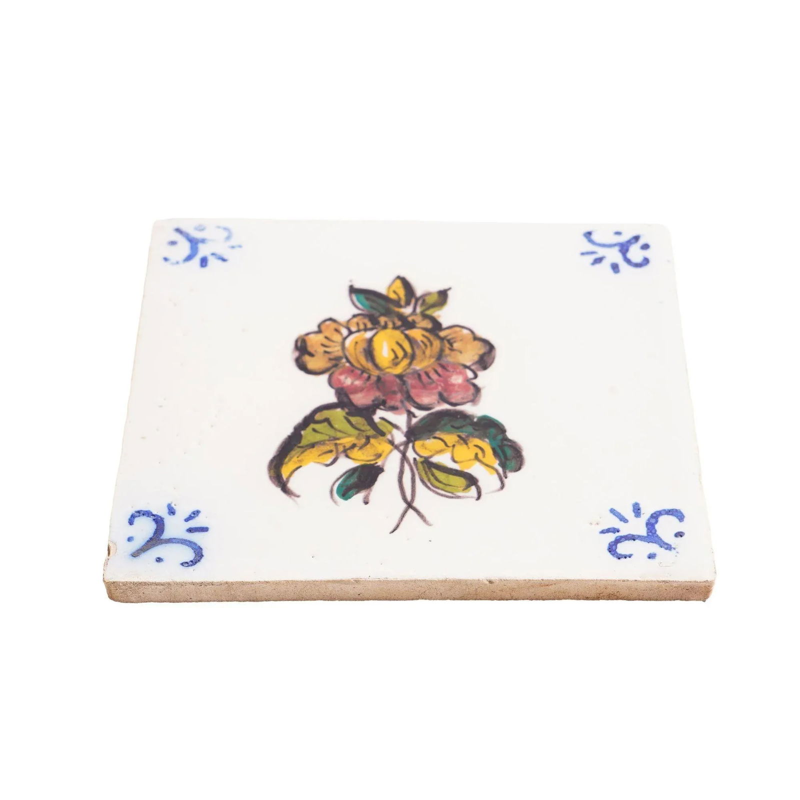 Set of 6 Portuguese Hand Painted Botanical Faience Tiles in the Dutch Taste by FÃ¡brica - 18