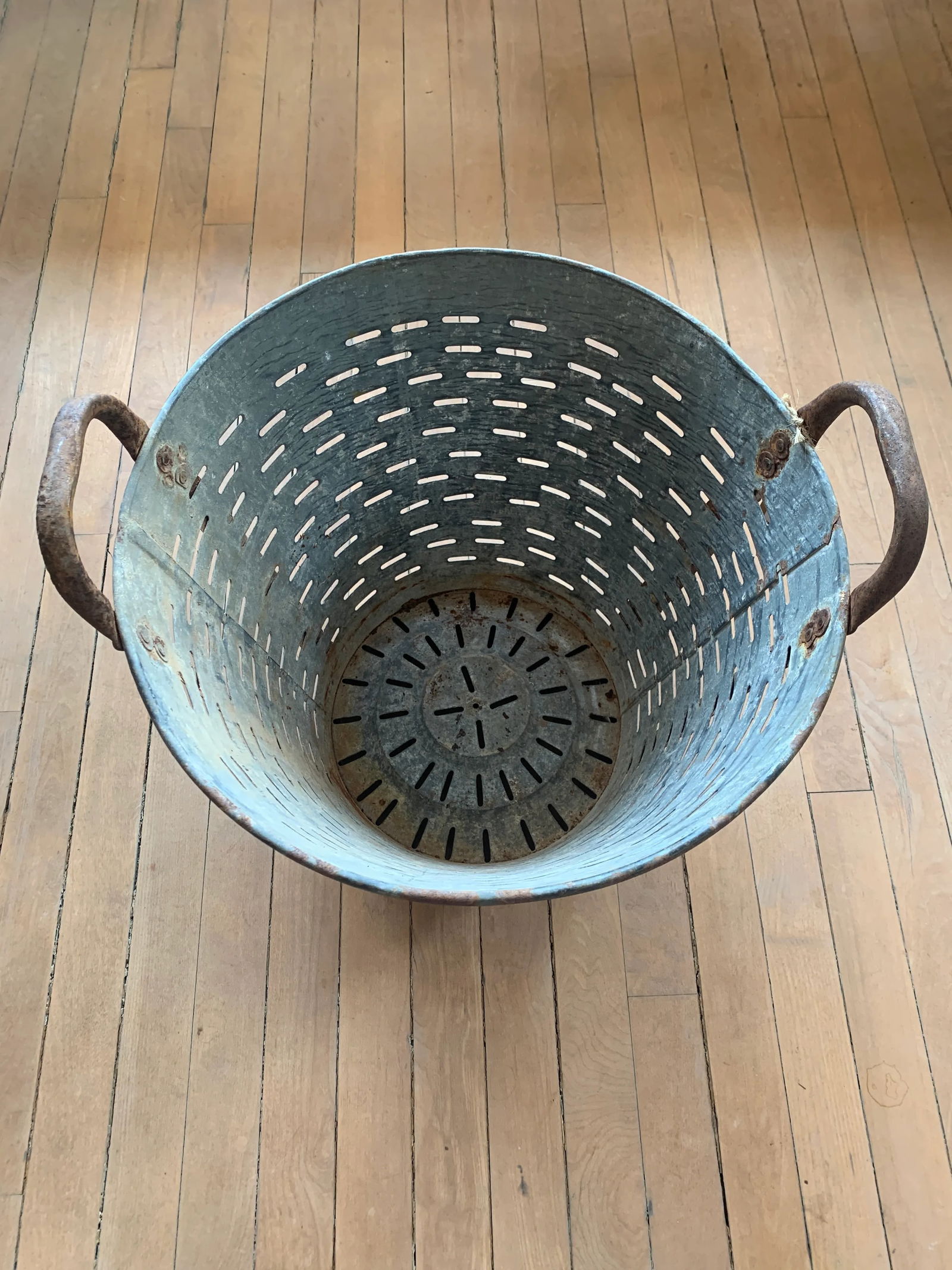 Mid 20th Century Vintage Zinc Olive Harvest Basket - 2