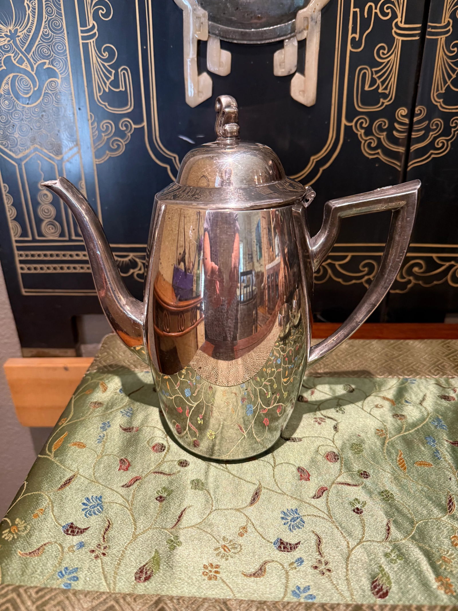 1940s Oneida Silversmiths Silver Plated 3-Piece Tea Set Pitcher, Creamer & Sugar Bowl Set - 5